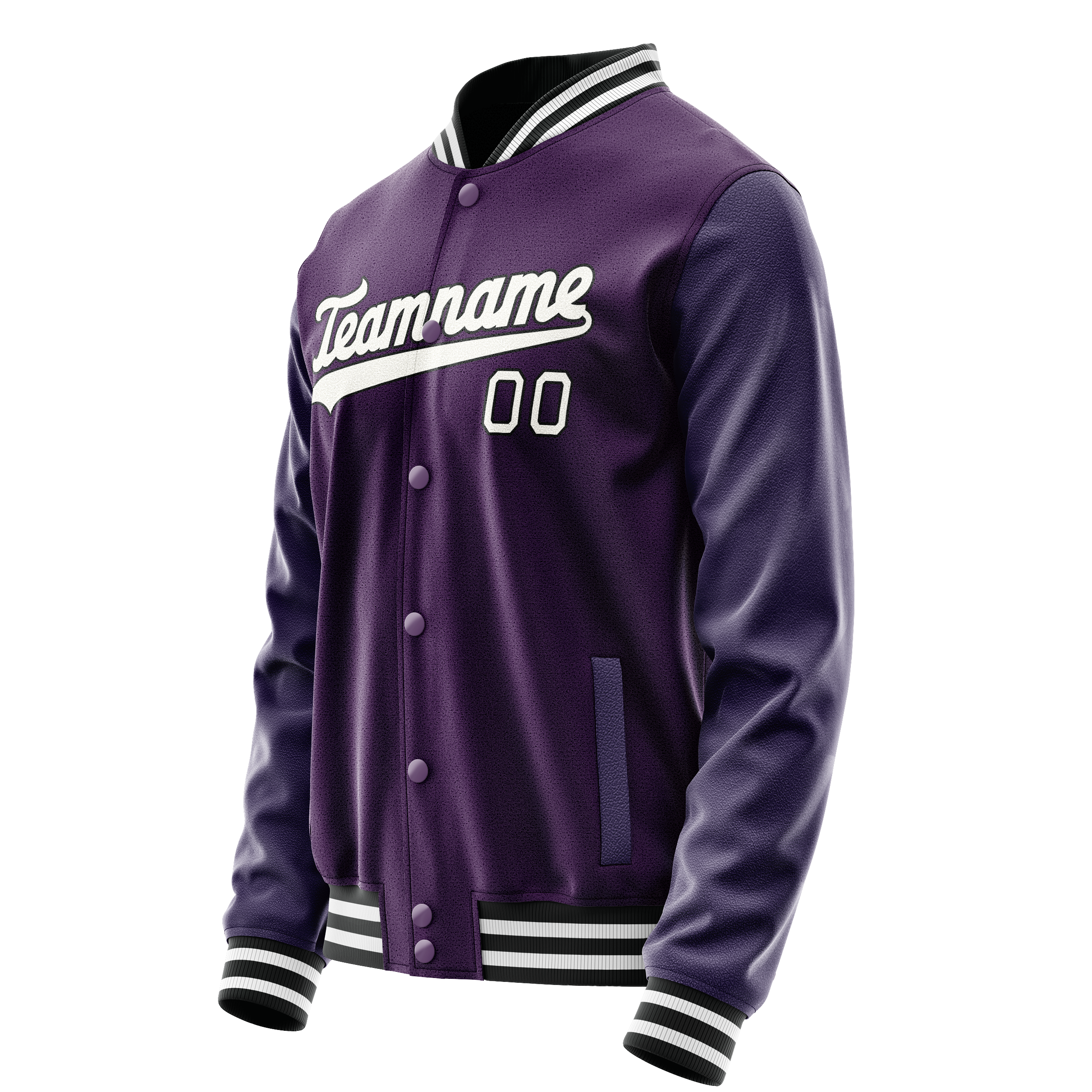 Custom Purple White Solid Color Varsity Letterman Jacket JA02240617KZ371