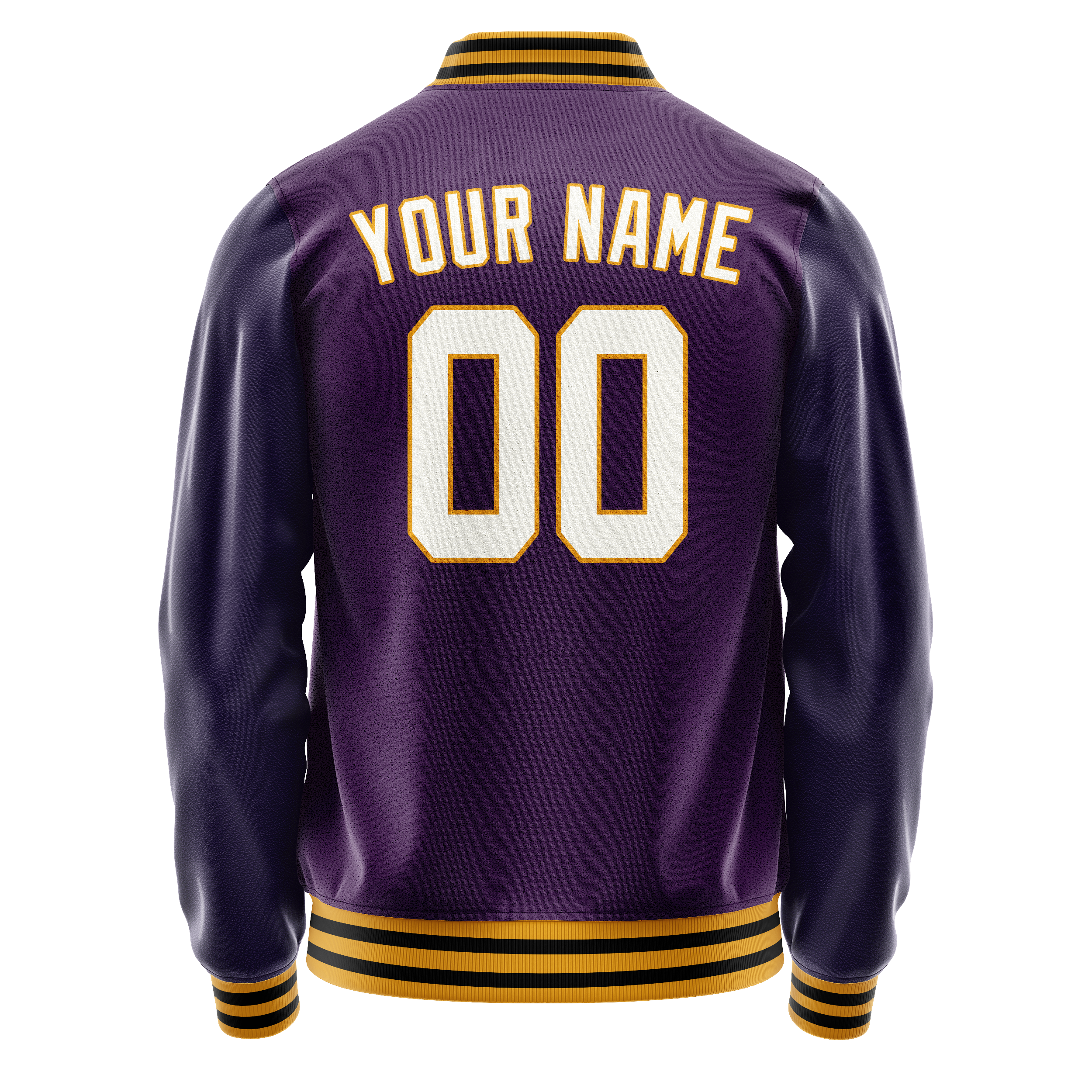Custom Purple White Solid Color Varsity Letterman Jacket JA02240617KZ365