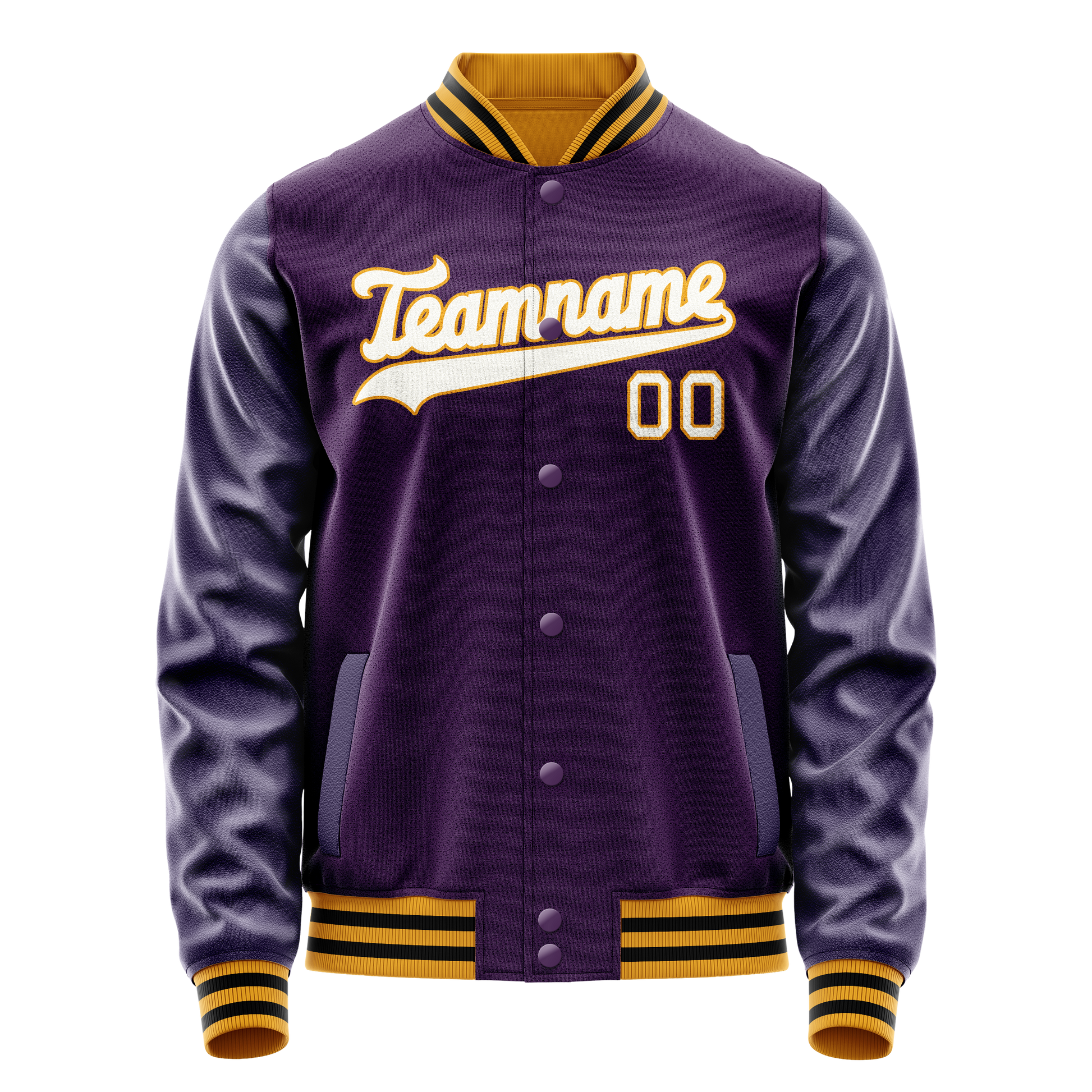 Custom Purple White Solid Color Varsity Letterman Jacket JA02240617KZ365