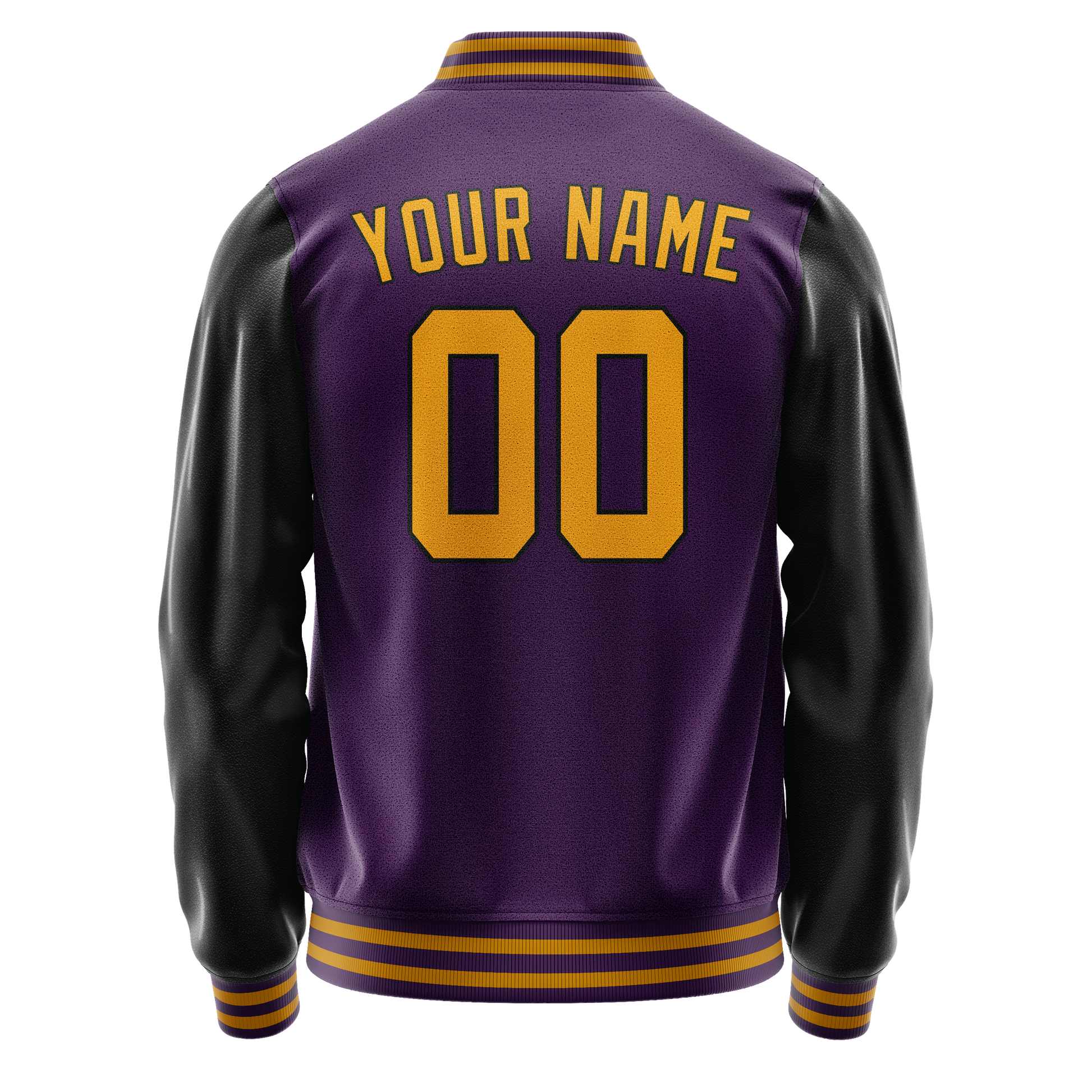 Custom Purple Black Solid Color Varsity Letterman Jacket JA02240617KZ385