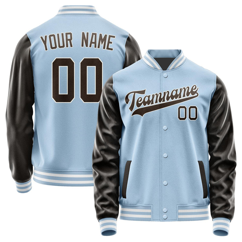 Custom Light Blue Brown Jacket JA0808010818B31801