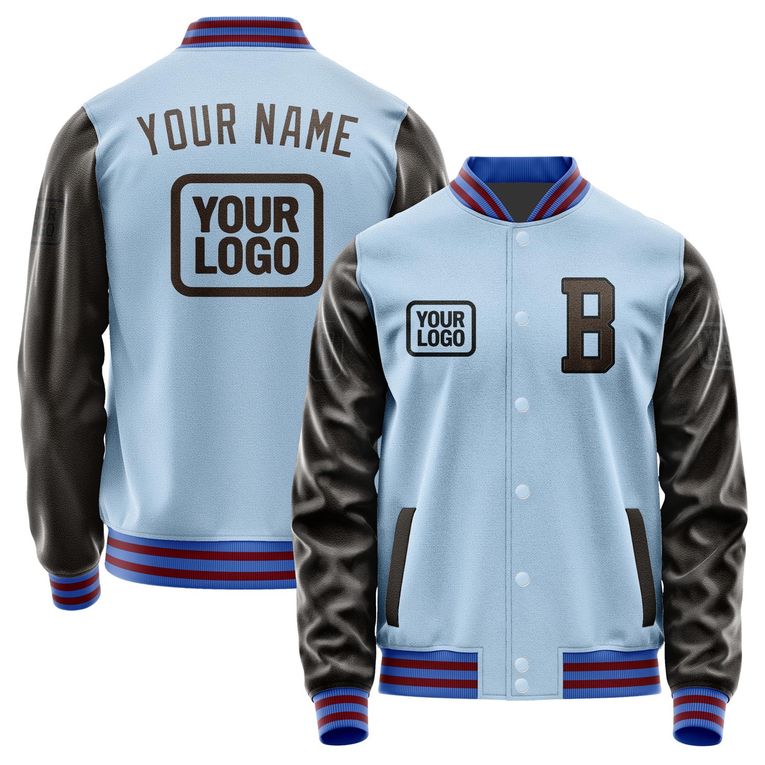 Custom Light Blue Brown Jacket JA080801091517010117