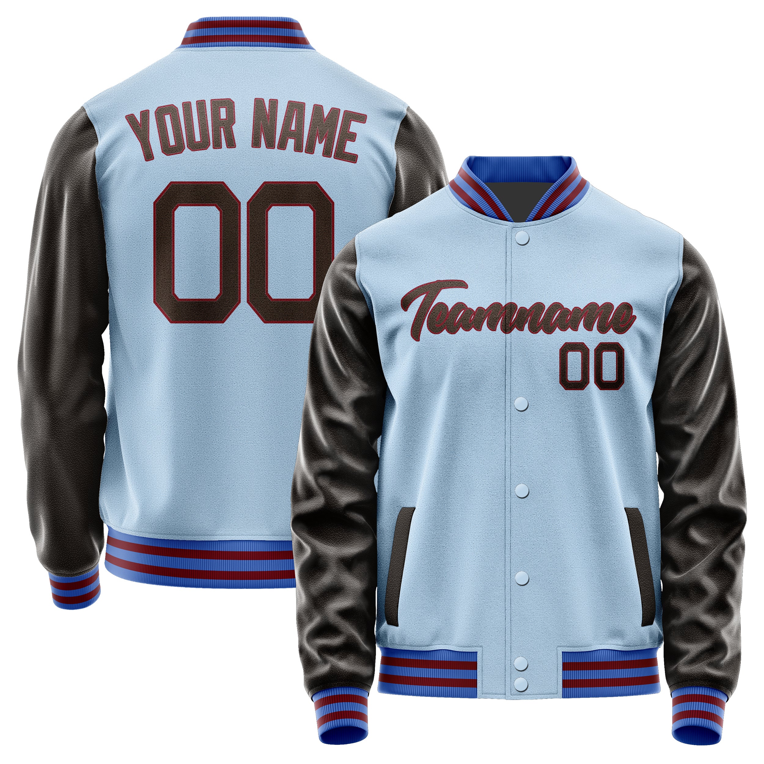 Custom Light Blue Brown Jacket JA0808010915B21501