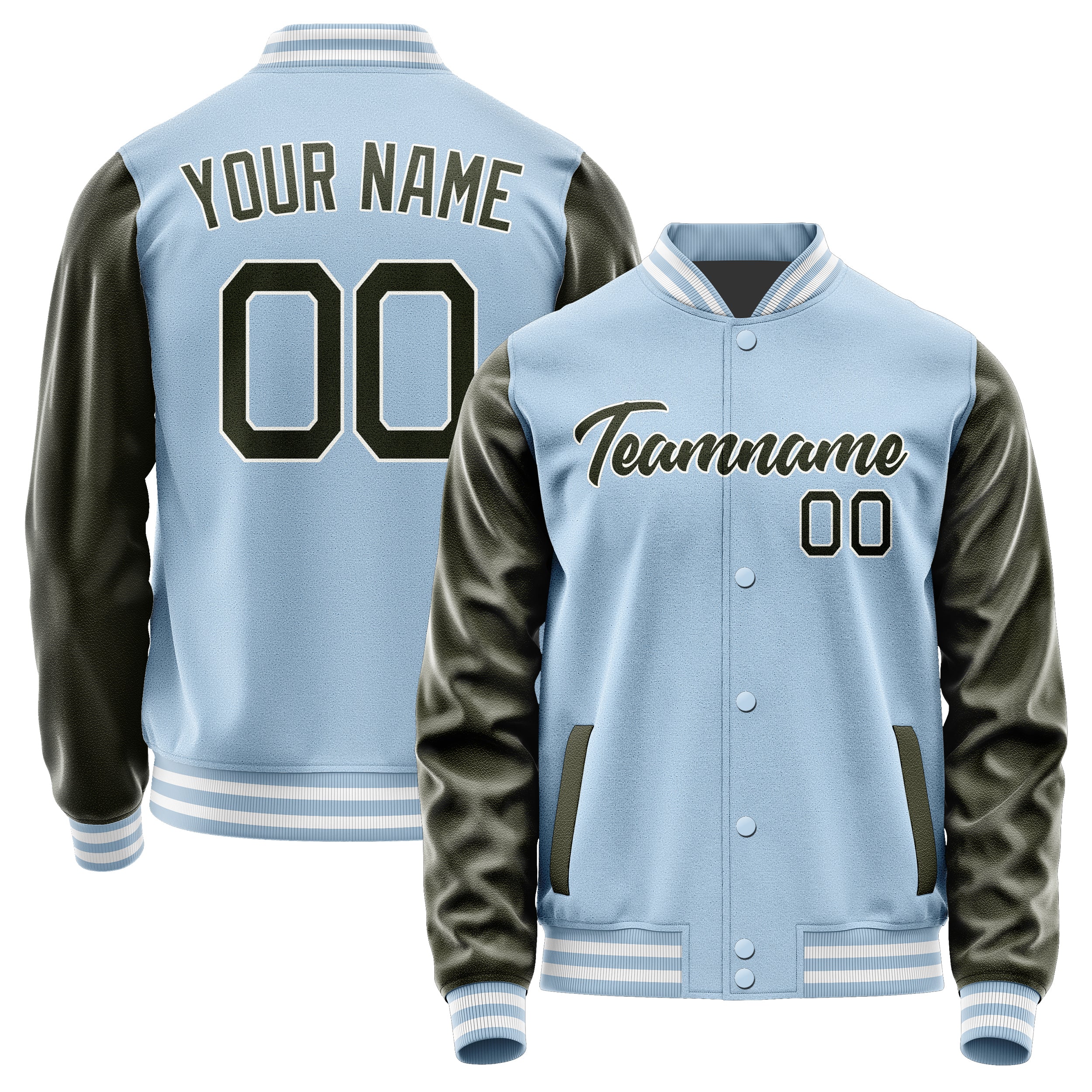 Custom Light Blue Olive Jacket JA0808020818B21802