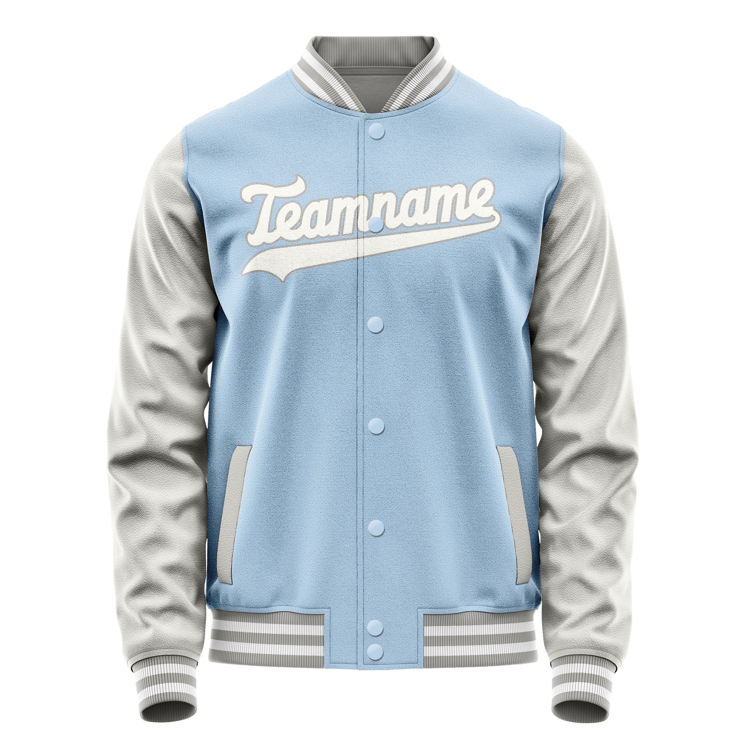 Custom Light-Blue Gray Solid Color Varsity Letterman Jacket JA02240617JC261