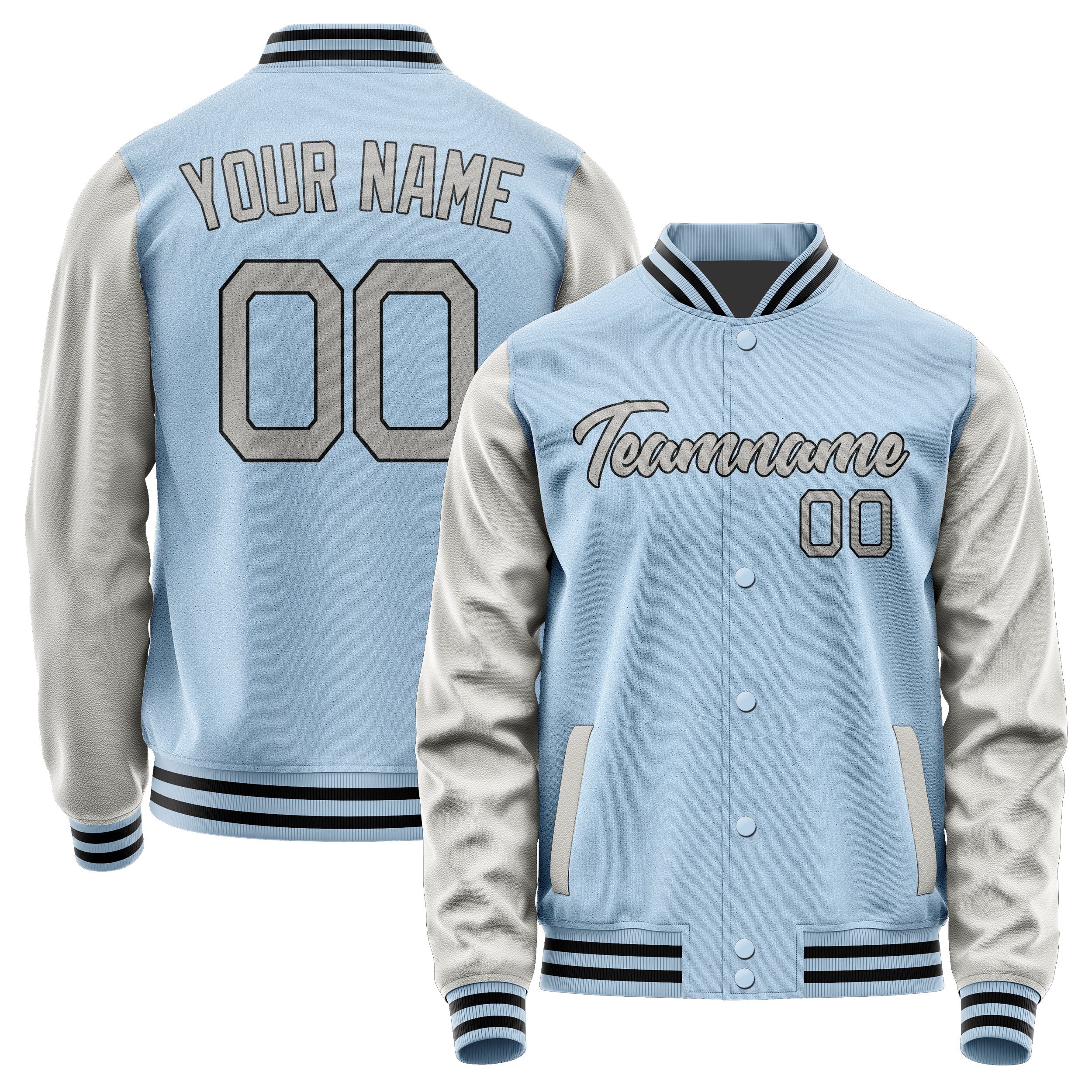 Custom Light Blue Gray Jacket JA0808040817B21704
