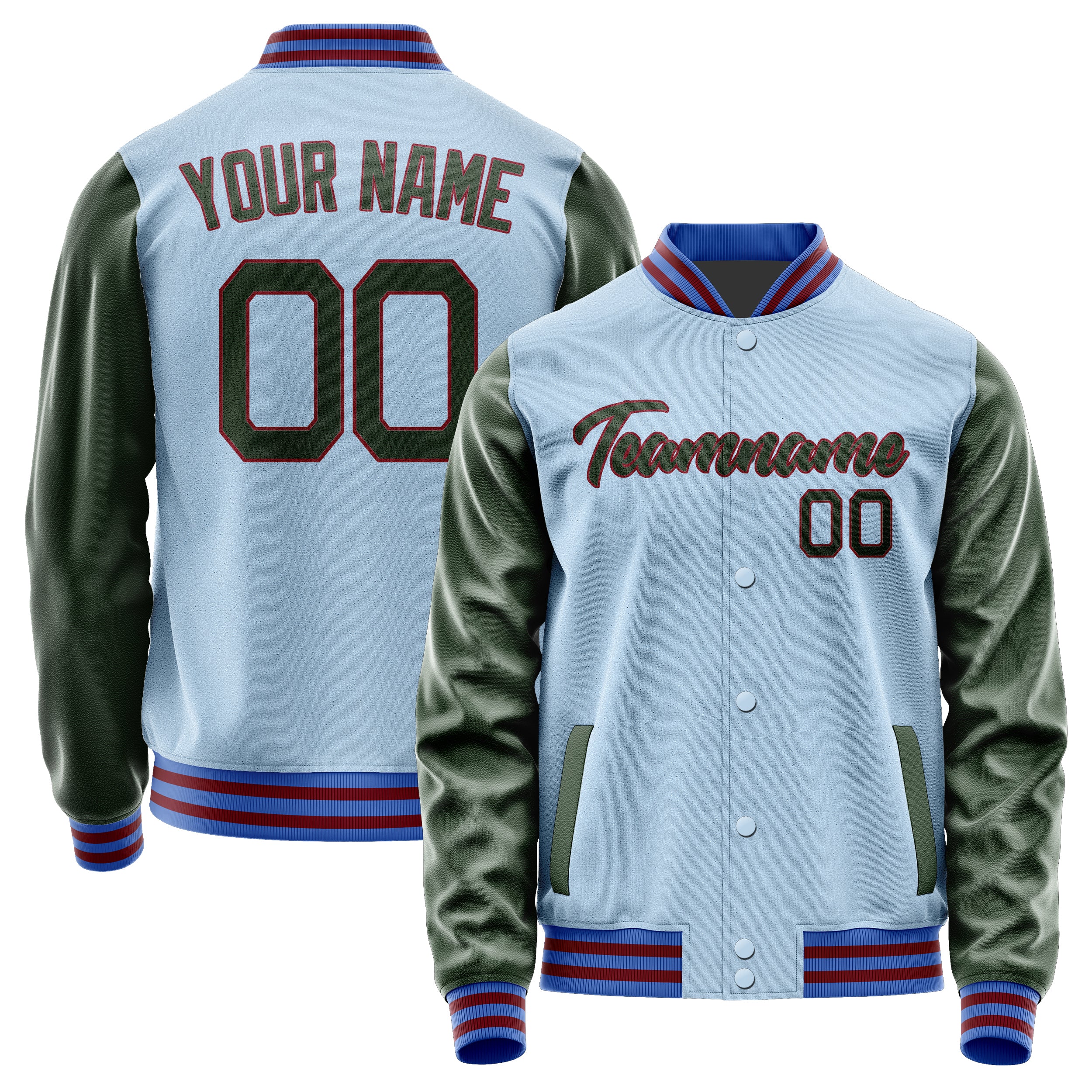 Custom Light Blue Dark Green Jacket JA0808060915B21506