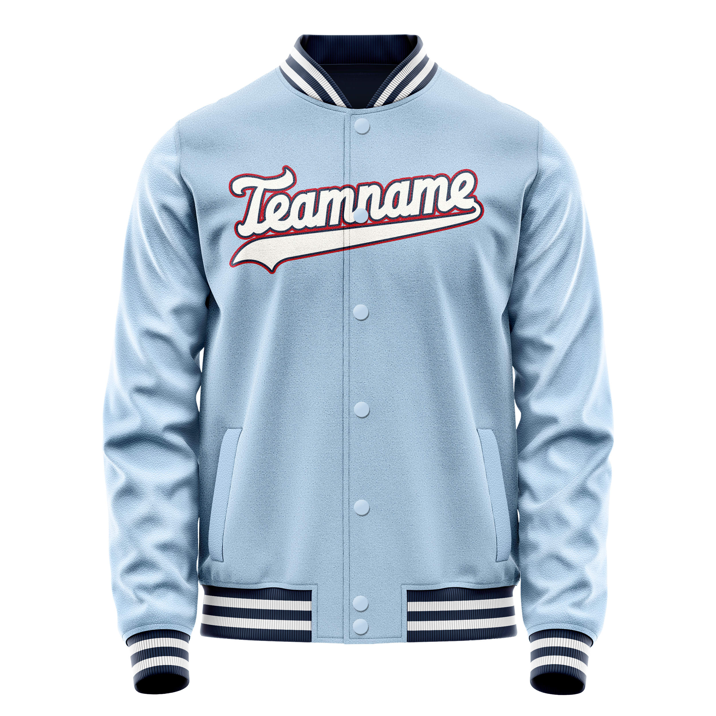 Custom Light-Blue White Solid Color Varsity Letterman Jacket JA02240617JC237