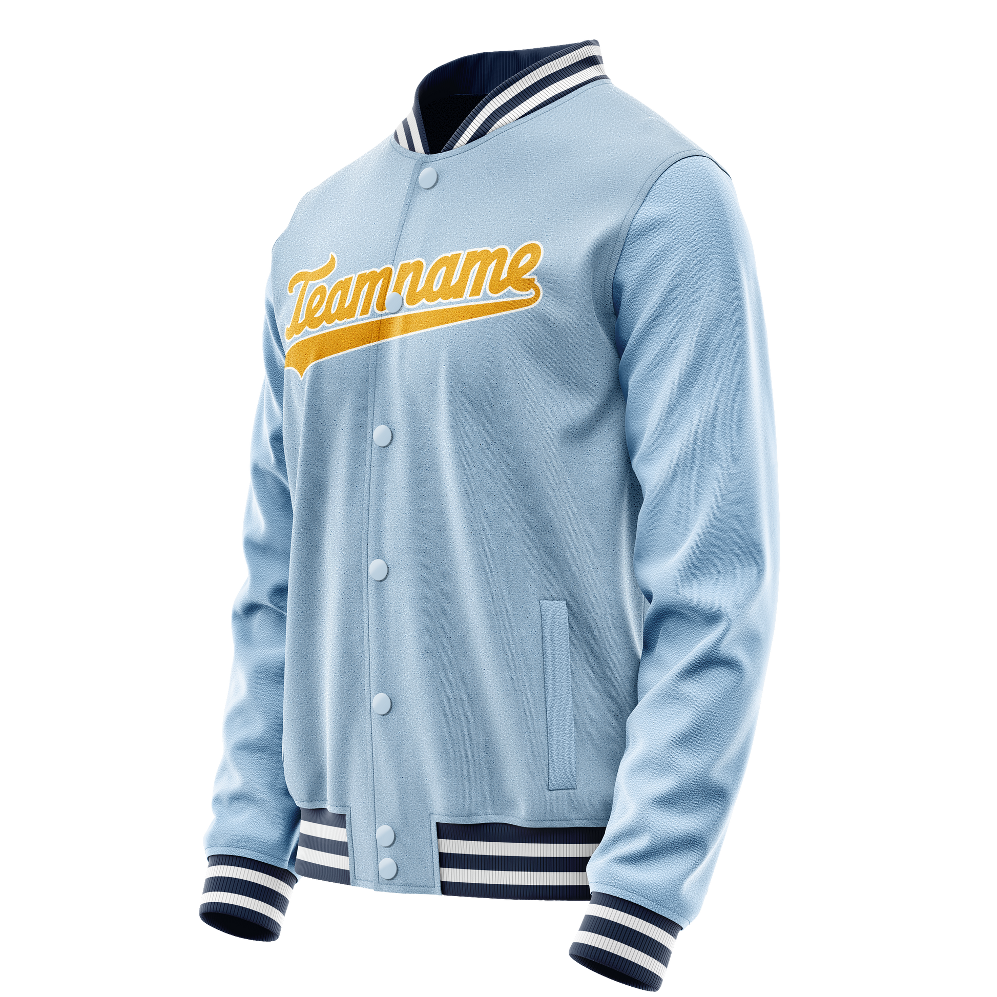 Custom Light-Blue Gold Solid Color Varsity Letterman Jacket JA02240617JC260