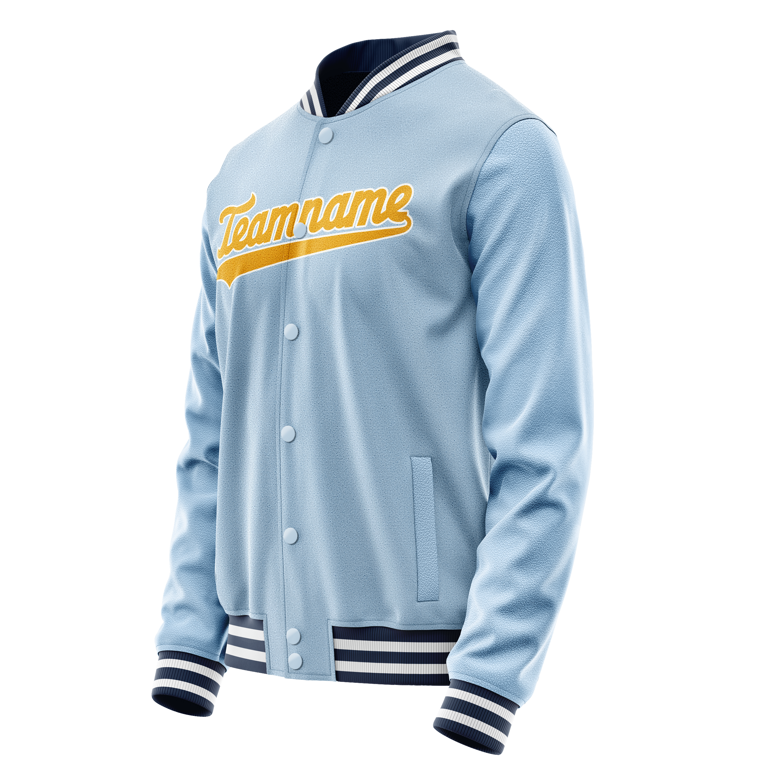Custom Light-Blue Gold Solid Color Varsity Letterman Jacket JA02240617JC260