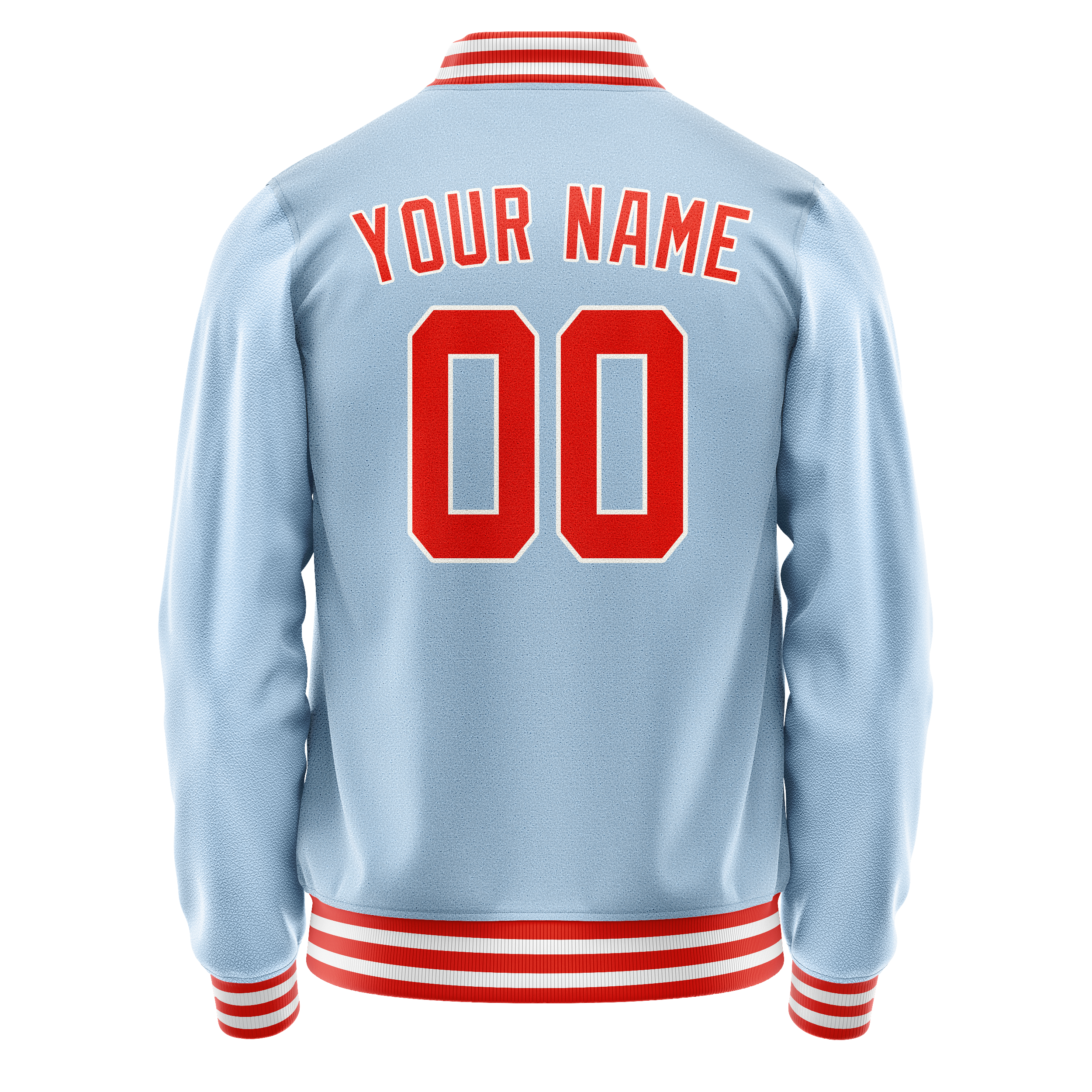 Custom Light-Blue Orange Solid Color Varsity Letterman Jacket JA02240617JC244