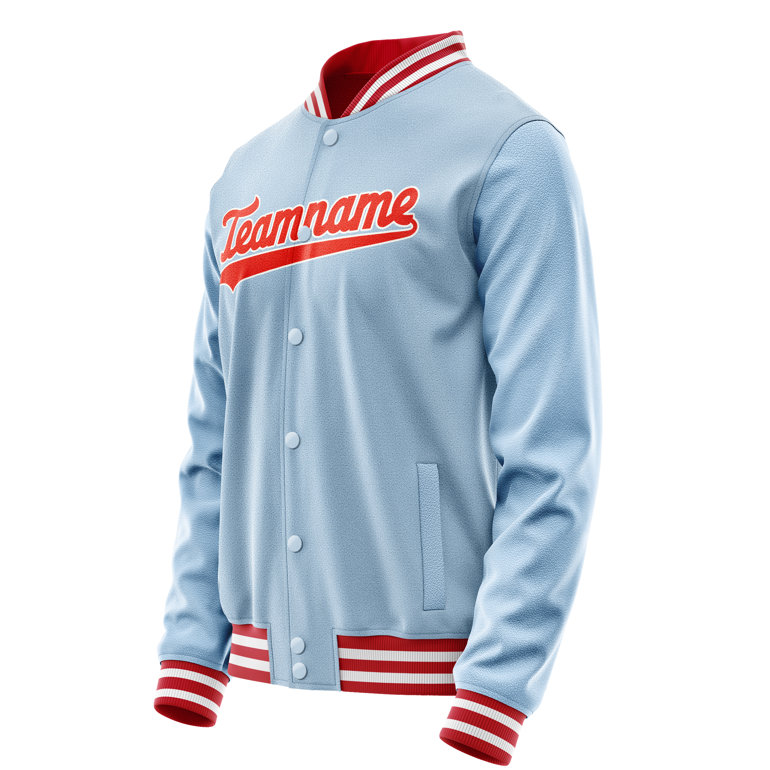 Custom Light-Blue Orange Solid Color Varsity Letterman Jacket JA02240617JC250