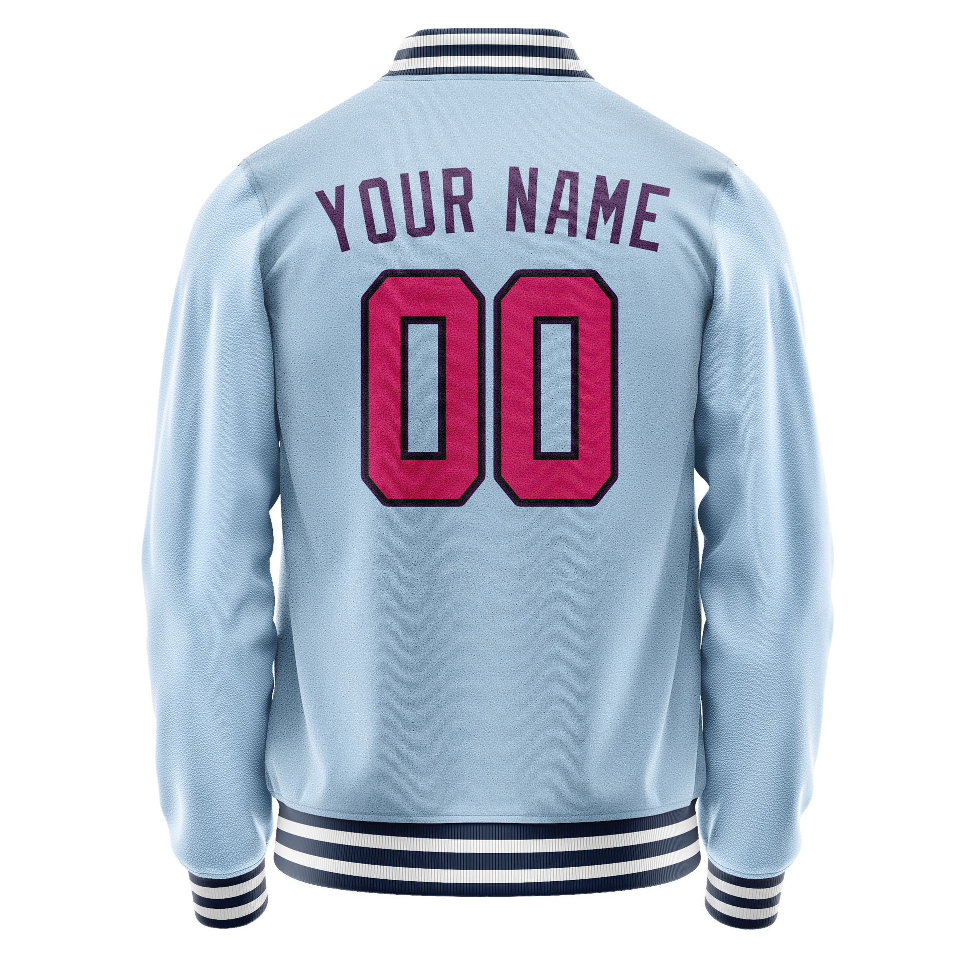 Custom Light-Blue Purple Solid Color Varsity Letterman Jacket JA02240617JC265