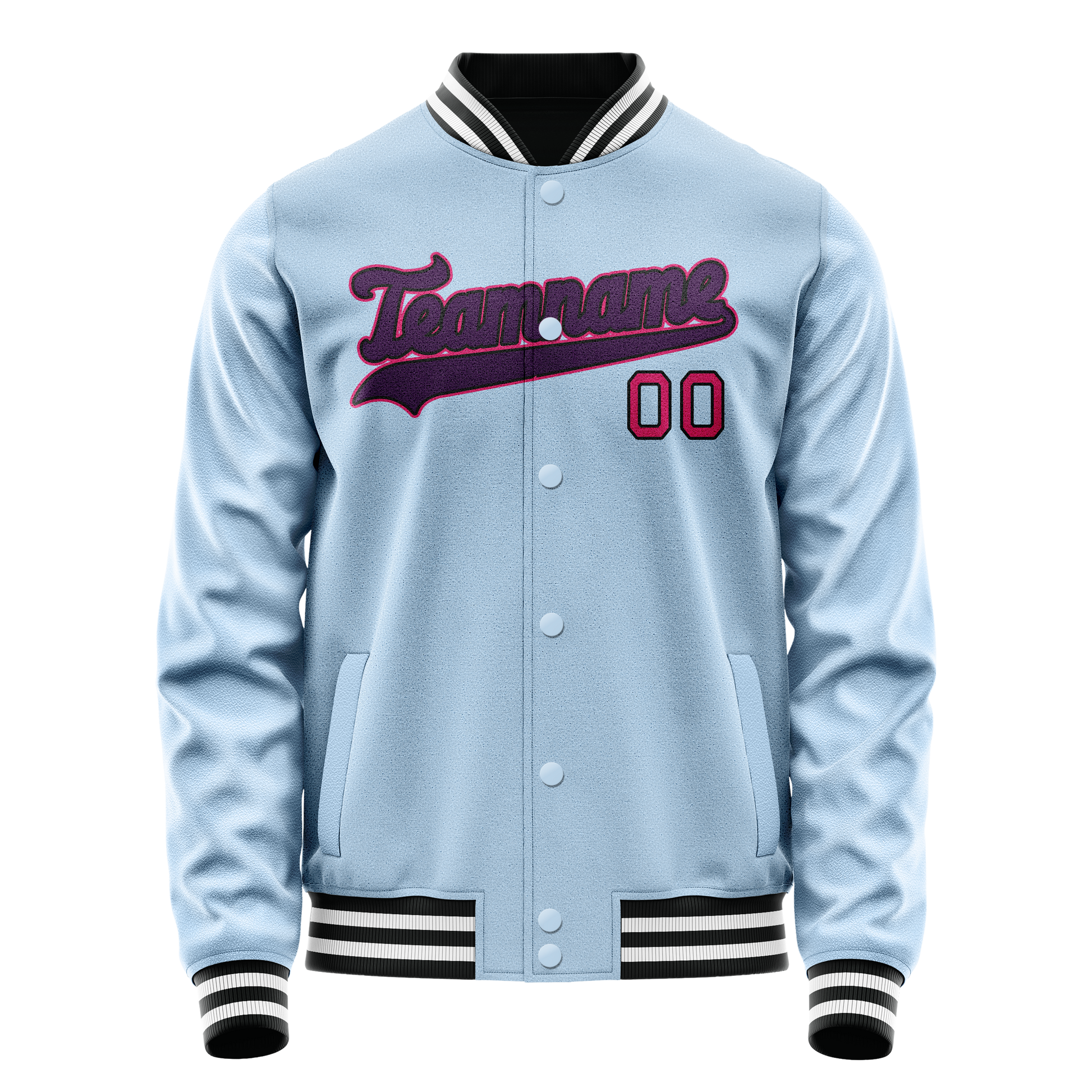 Custom Light-Blue Purple Solid Color Varsity Letterman Jacket JA02240617JC265