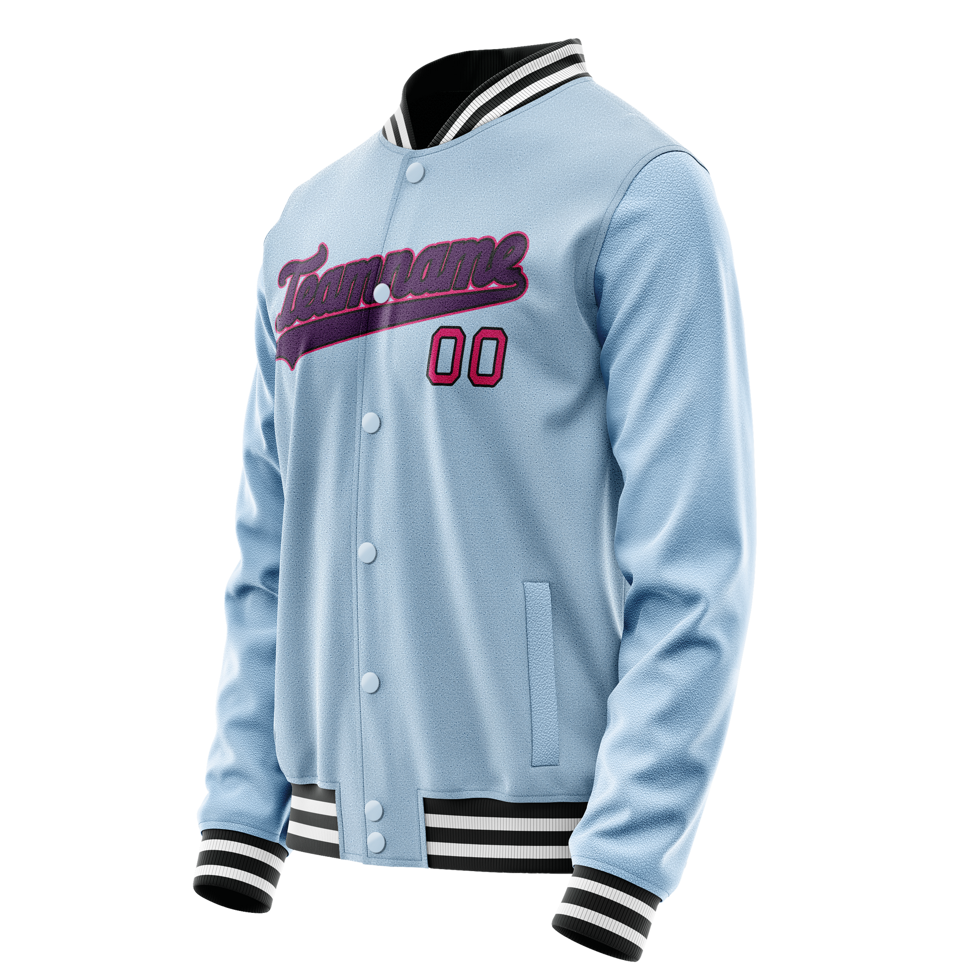 Custom Light-Blue Purple Solid Color Varsity Letterman Jacket JA02240617JC265