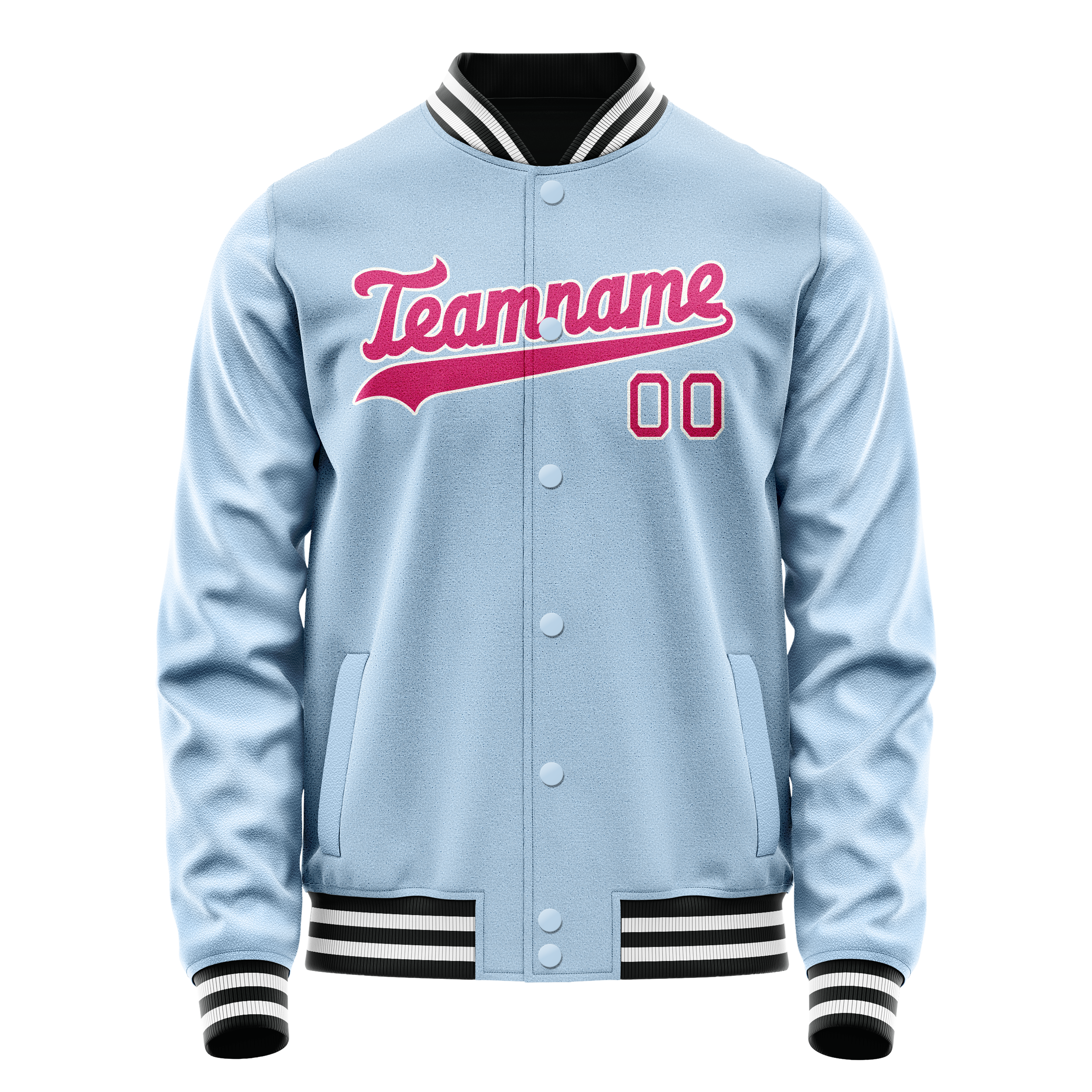 Custom Light-Blue Pink Solid Color Varsity Letterman Jacket JA02240617JC238