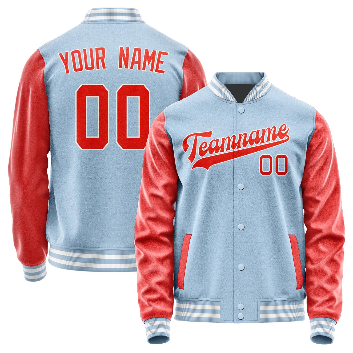 Custom Light Blue Orange Red Jacket JA0808120818B31812