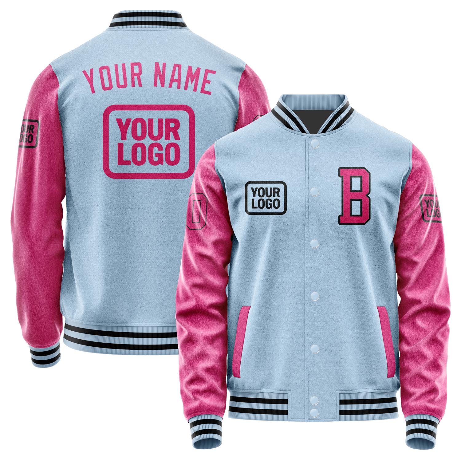 Custom Light Blue Pink Jacket JA080813081717131317