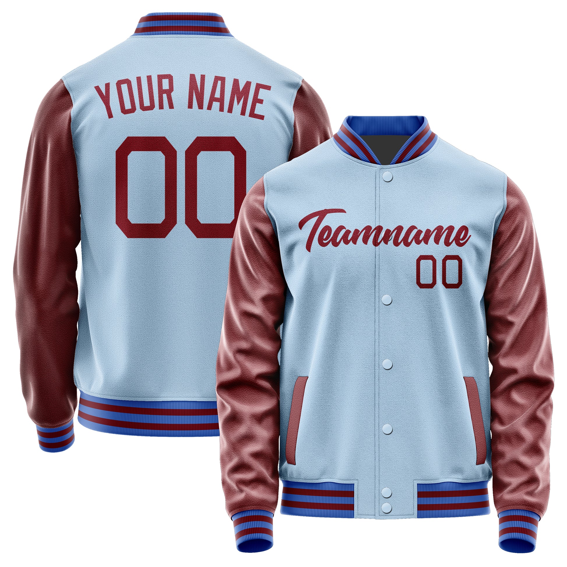 Custom Light Blue Crimson Red Jacket JA0808150915B21515