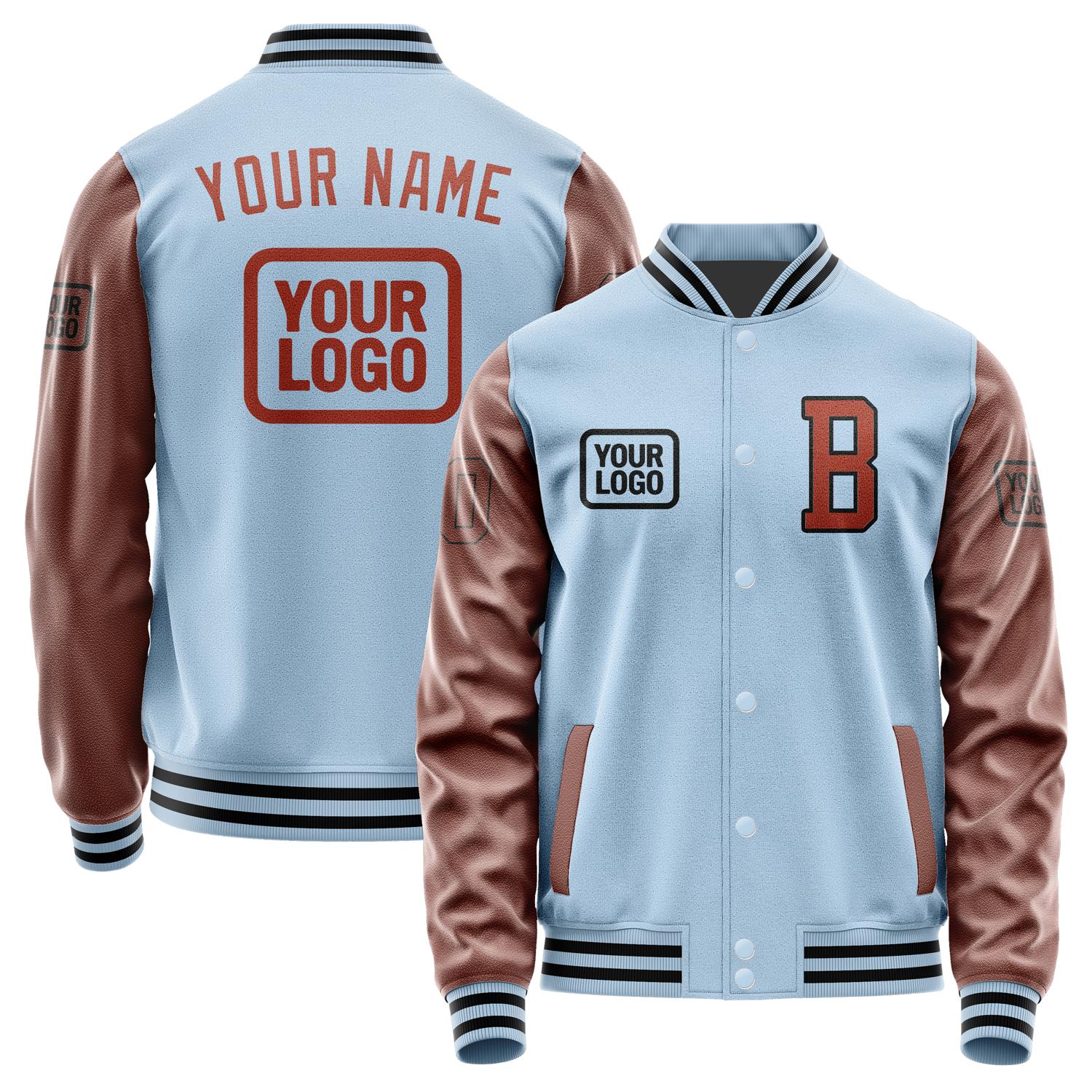 Custom Light Blue Coral Red Jacket JA080816081717161617