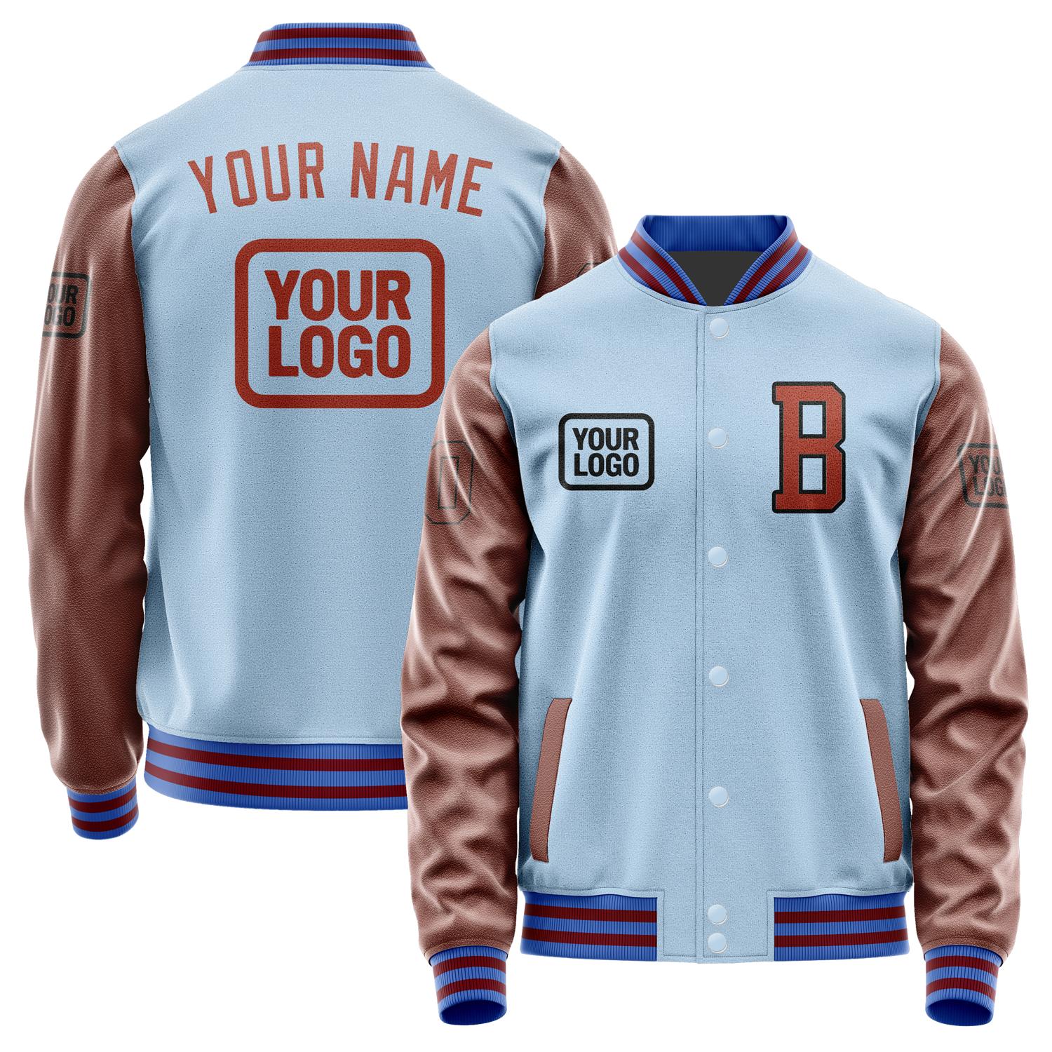 Custom Light Blue Coral Red Jacket JA080816091517161617