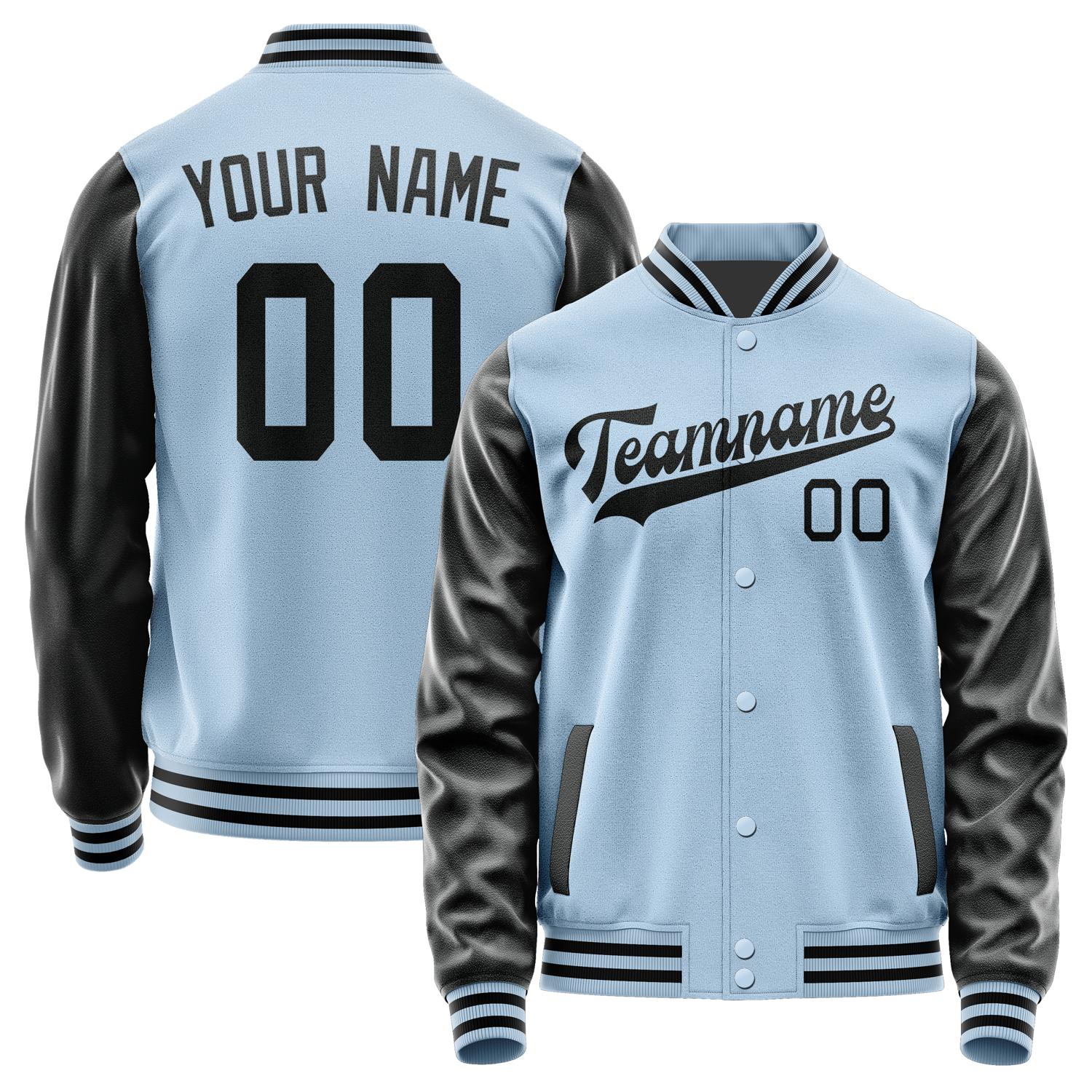 Custom Light Blue Black Jacket JA0808170817B31717