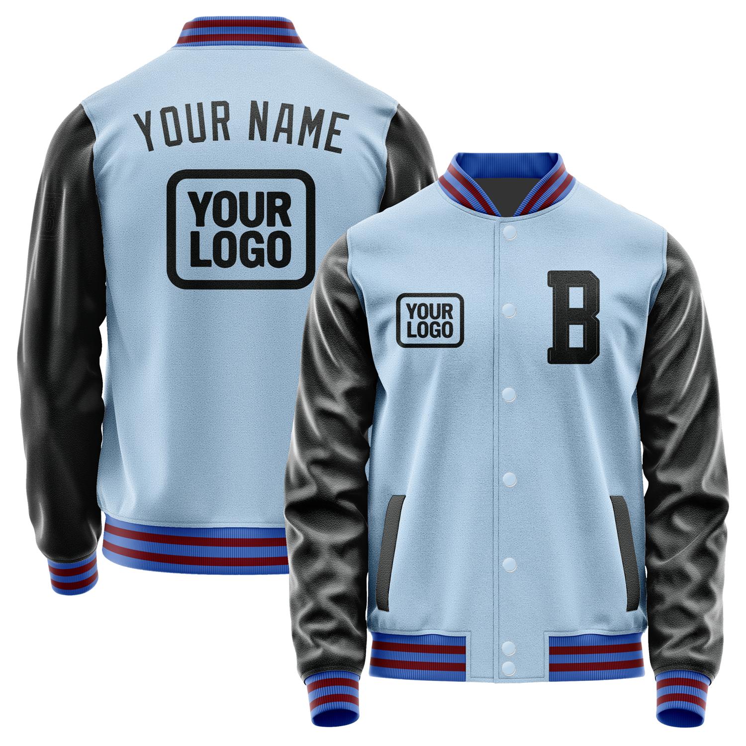 Custom Light Blue Black Jacket JA080817091517171717