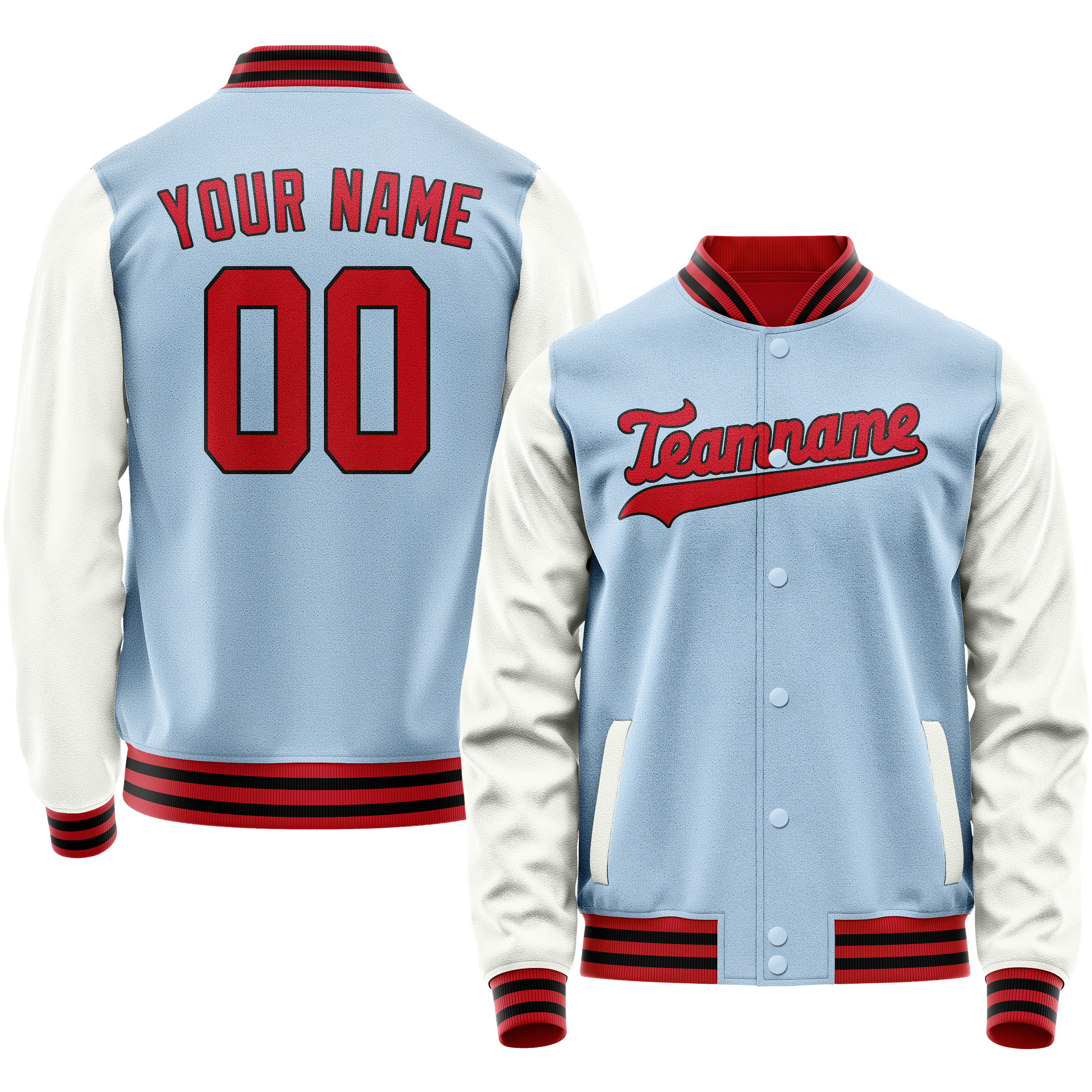 Custom Light-Blue White Solid Color Varsity Letterman Jacket JA02240617JC246