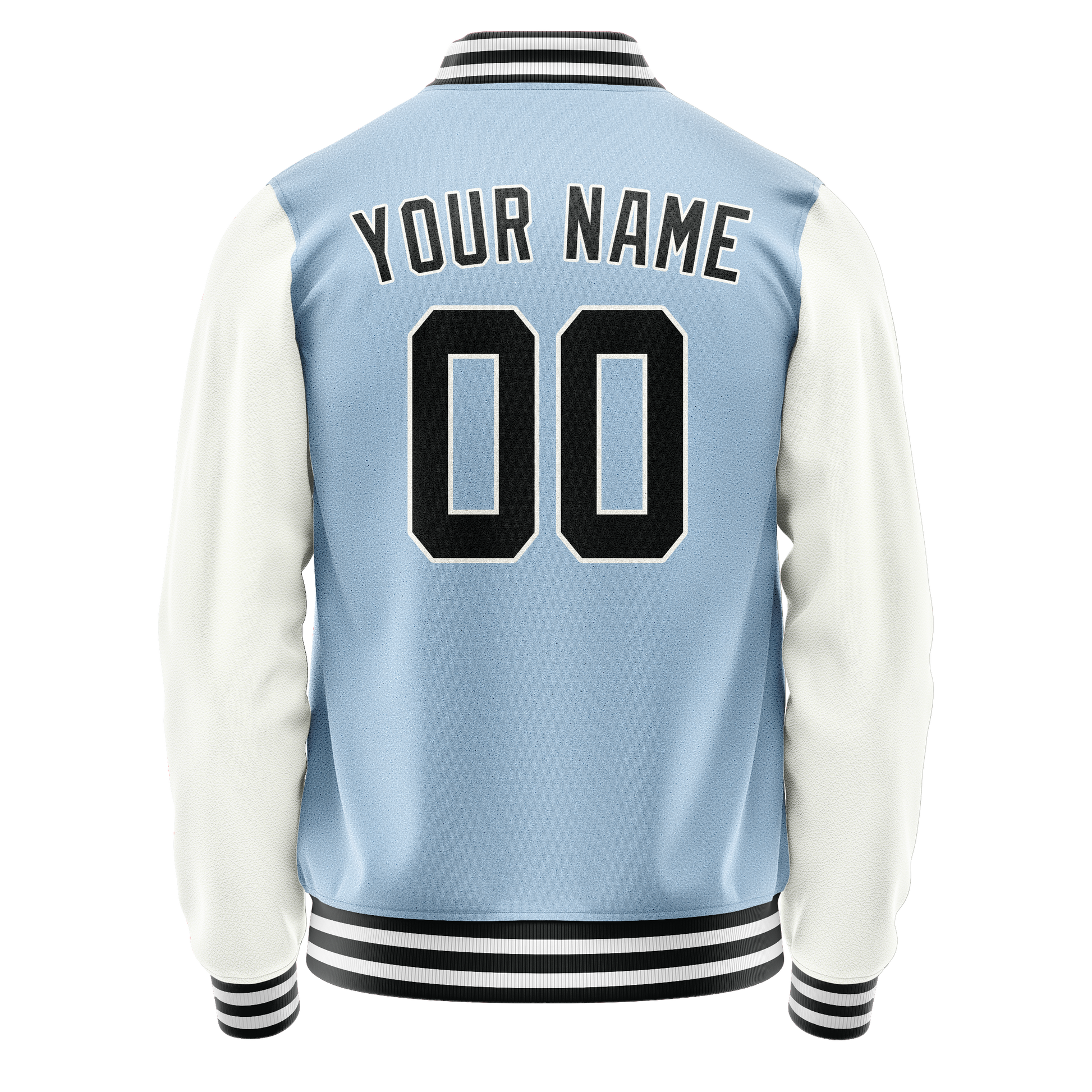 Custom Light-Blue White Solid Color Varsity Letterman Jacket JA02240617JC239