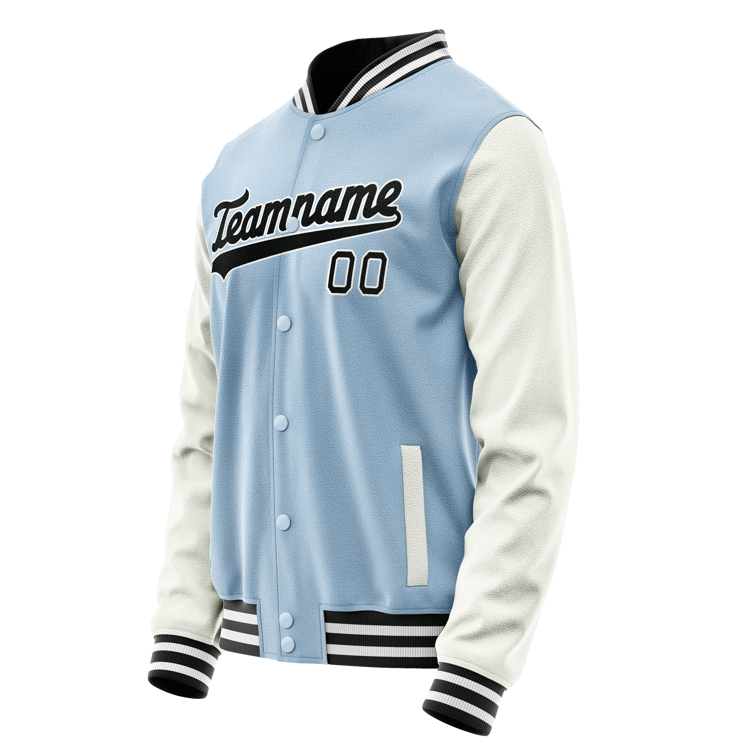 Custom Light-Blue White Solid Color Varsity Letterman Jacket JA02240617JC239