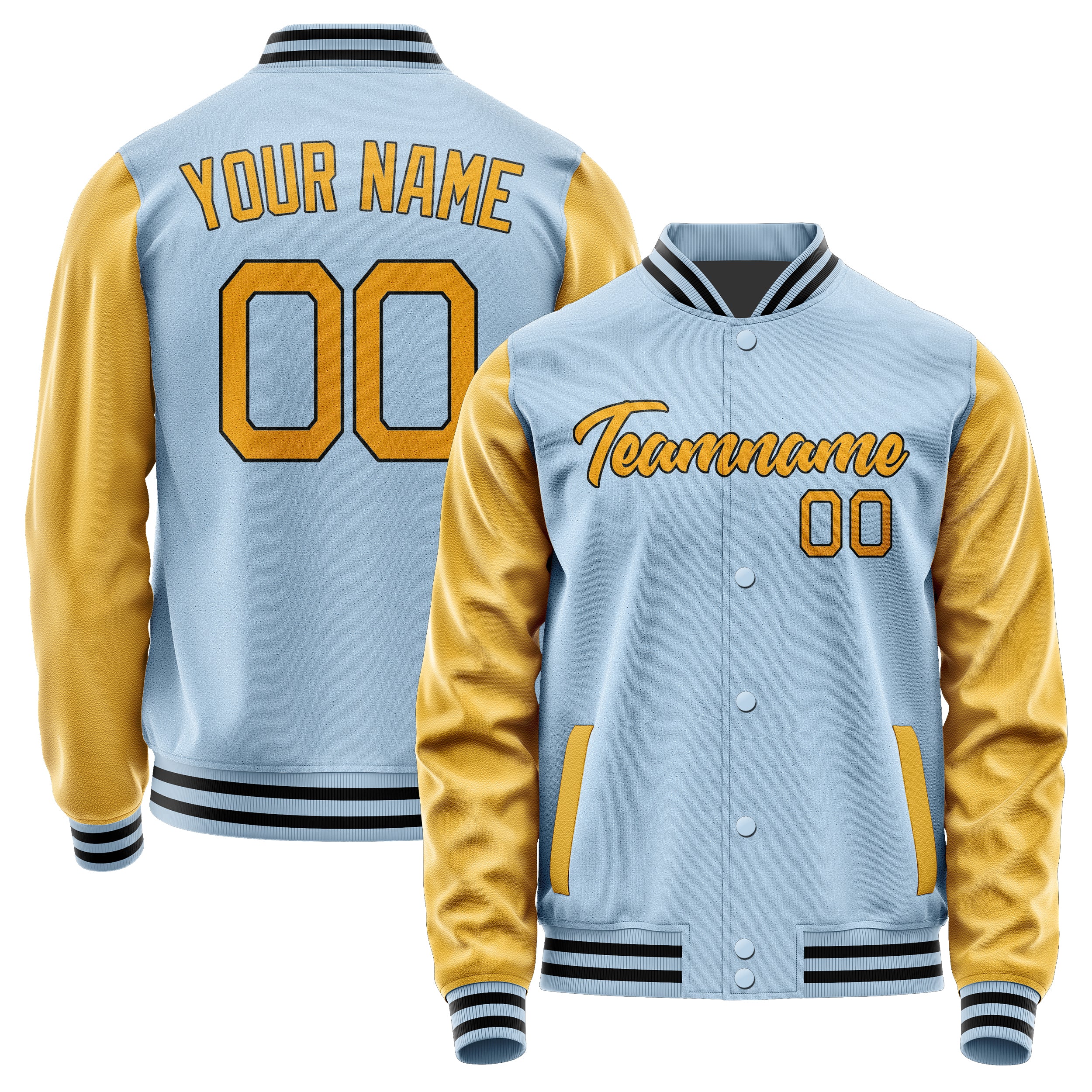 Custom Light Blue Yellow Jacket JA0808190817B21719