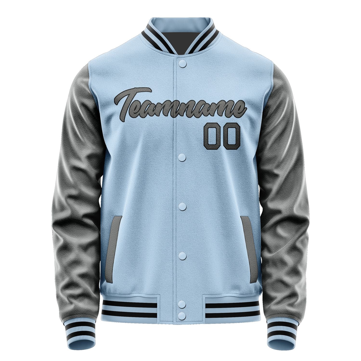 Custom Light Blue Dark Grey Jacket JA0808200817B21720