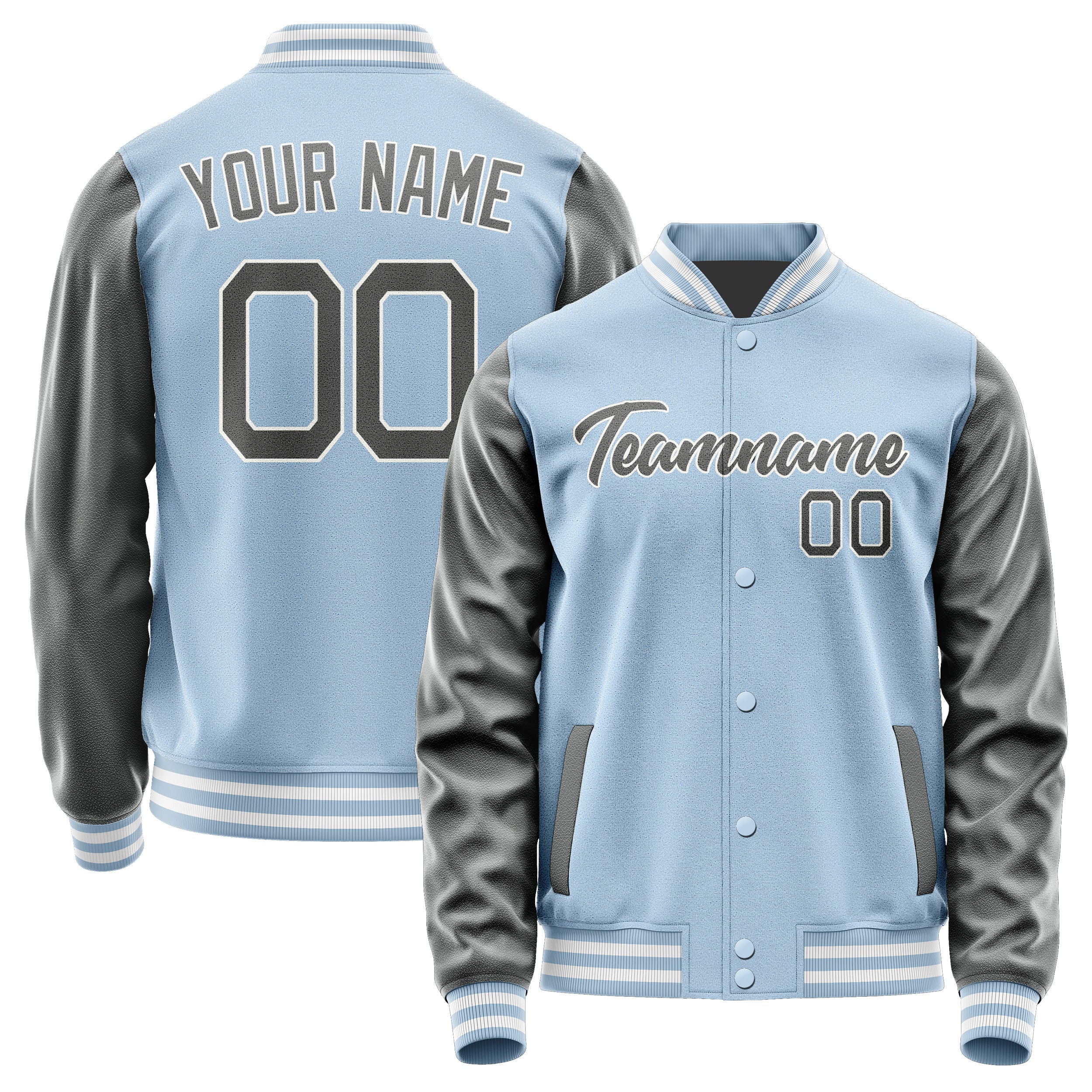 Custom Light Blue Dark Grey Jacket JA0808200818B21820