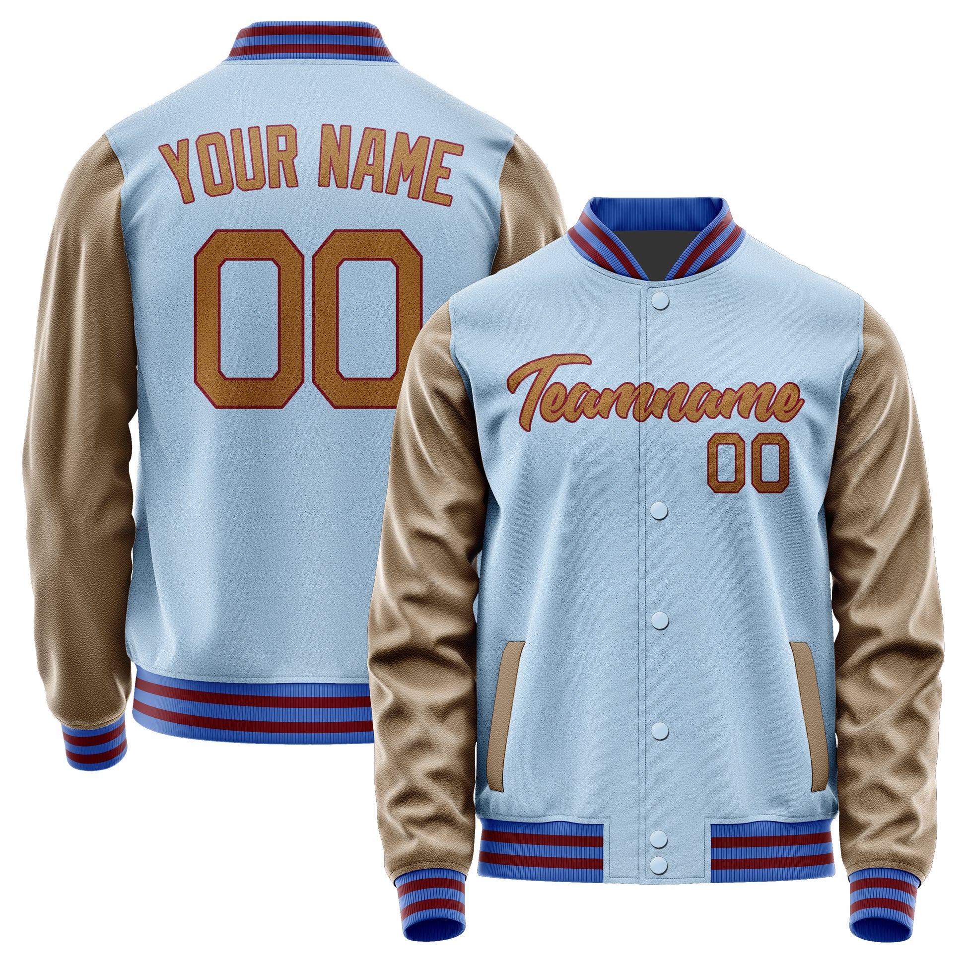 Custom Light Blue Khaki Jacket JA0808220915B21522