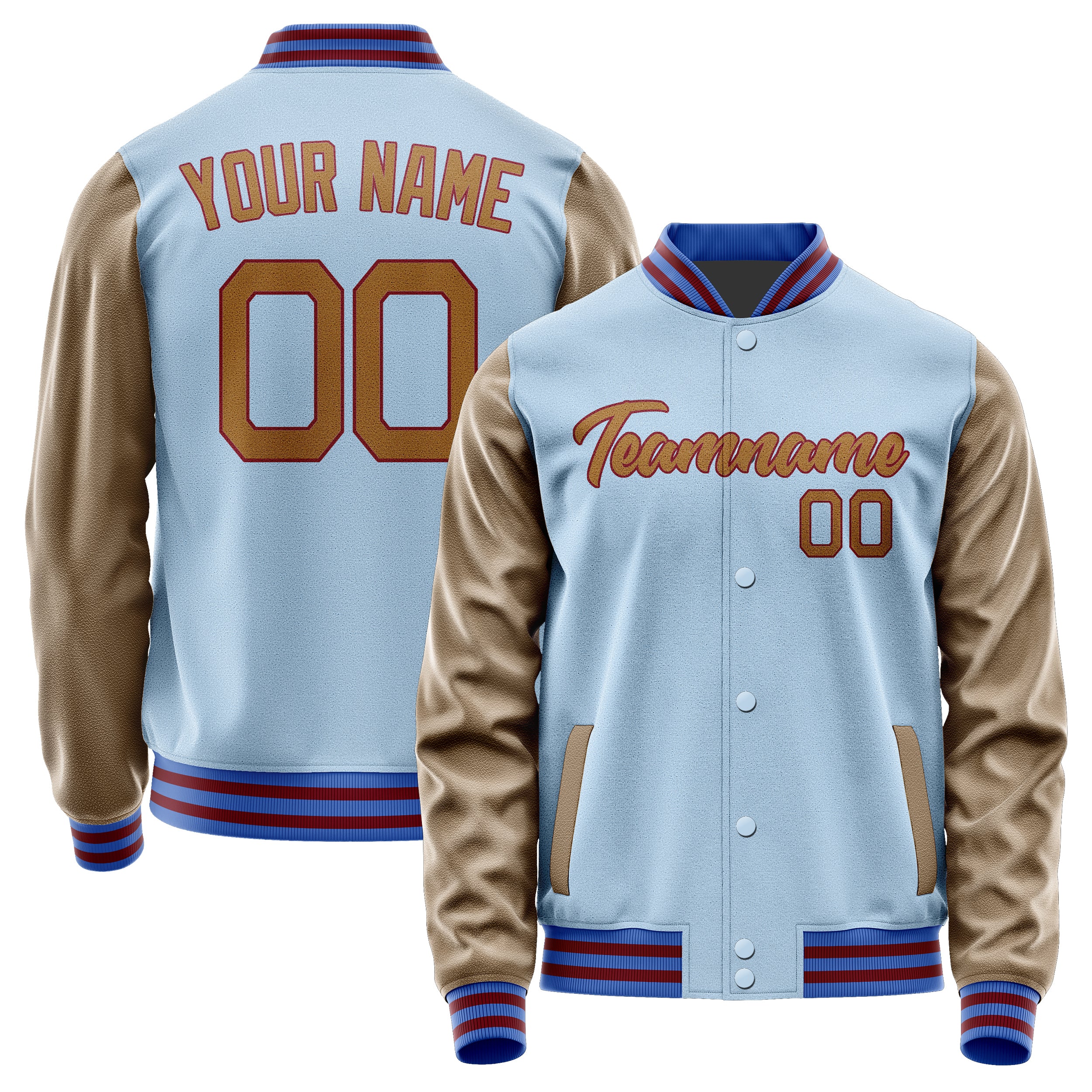 Custom Light Blue Khaki Jacket JA0808220915B21522