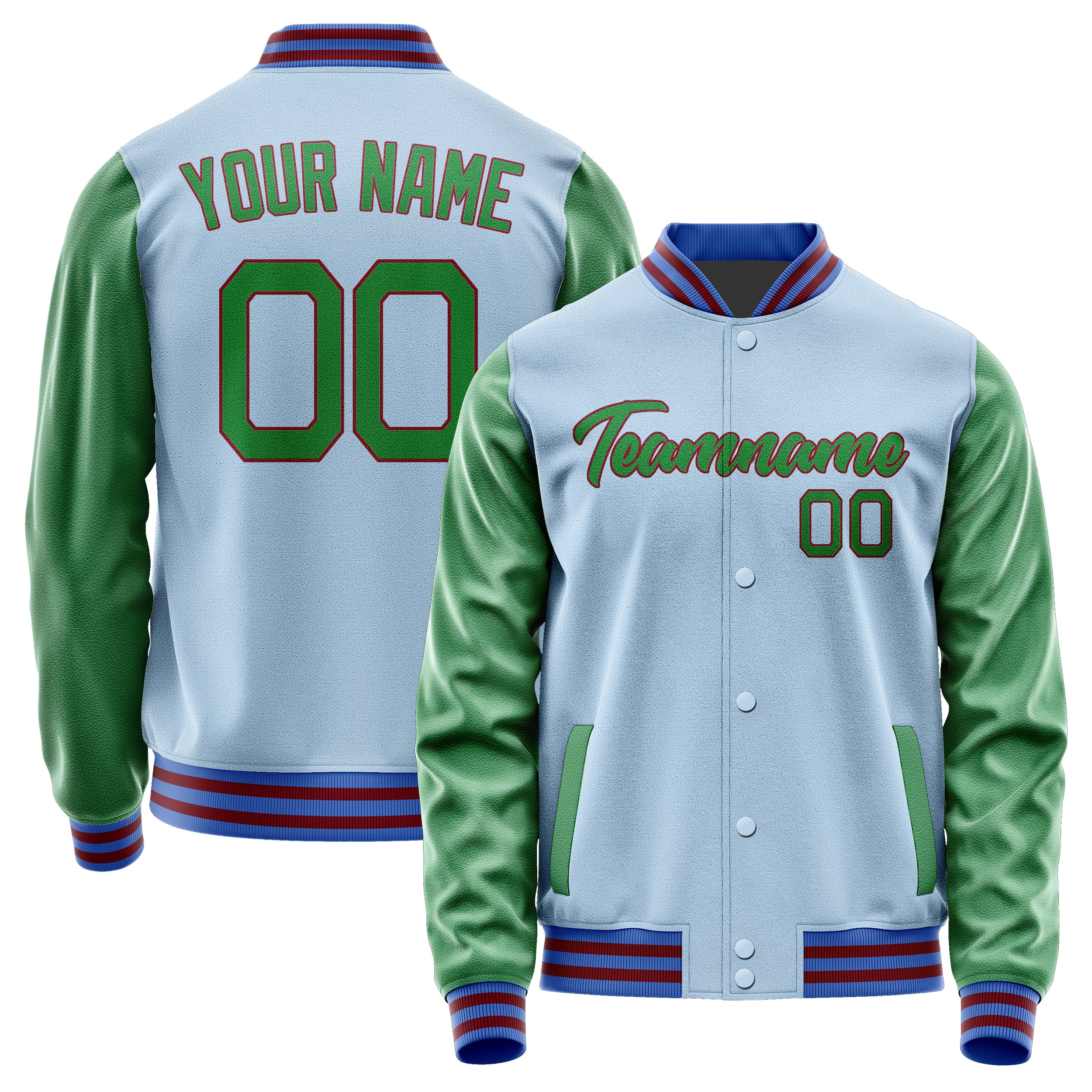 Custom Light Blue Emerald Green Jacket JA0808240915B21524