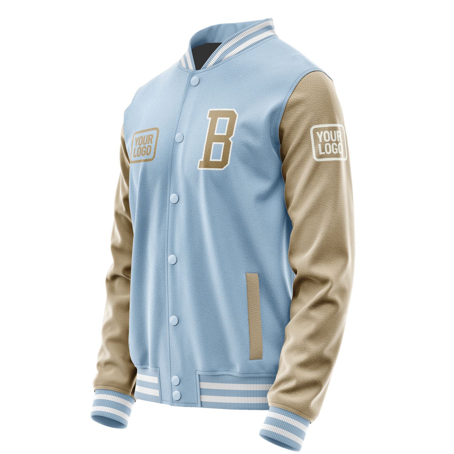 Custom Light Blue Light Khaki Jacket JA080825081818252518