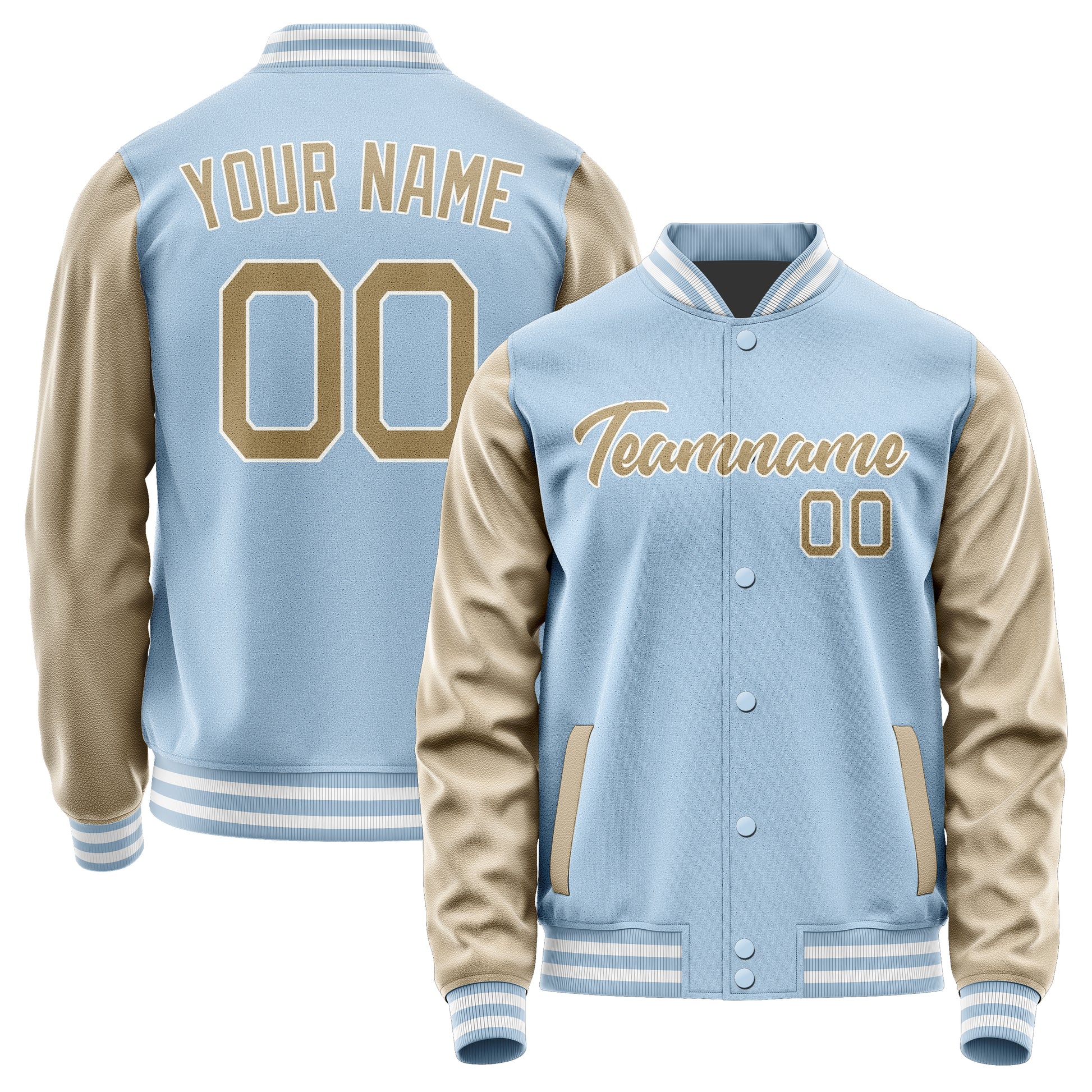 Custom Light Blue Light Khaki Jacket JA0808250818B21825