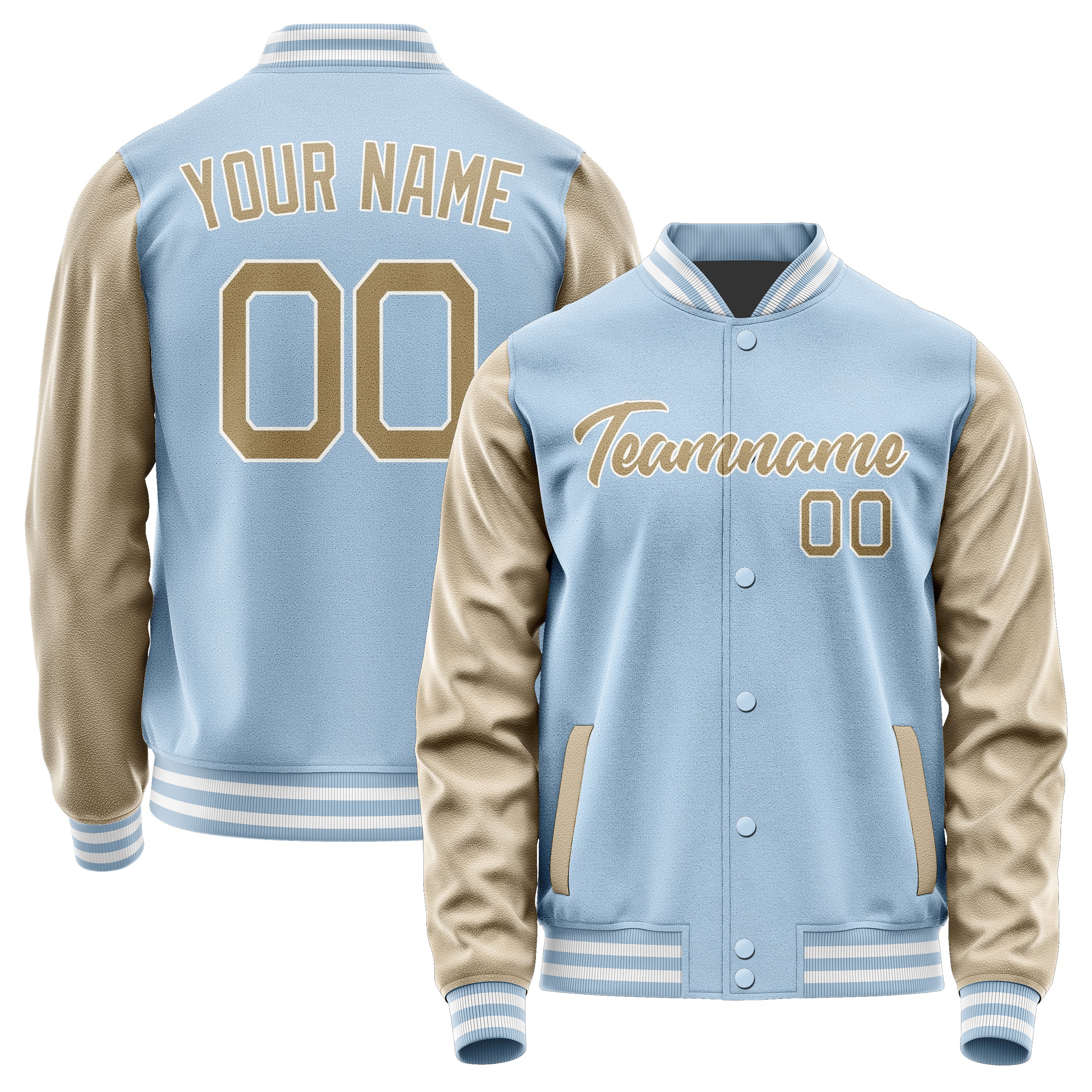 Custom Light Blue Light Khaki Jacket JA0808250818B21825