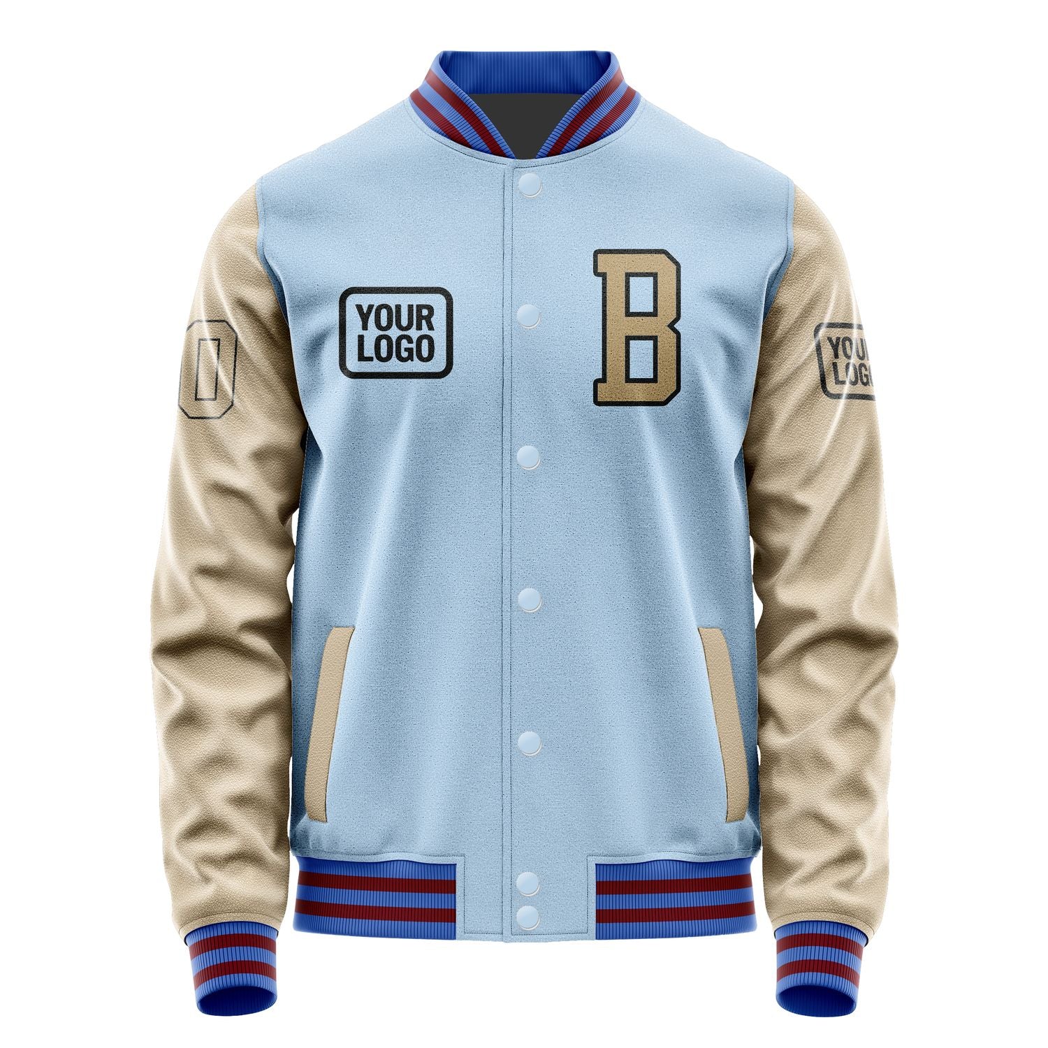 Custom Light Blue Light Khaki Jacket JA080825091517252517