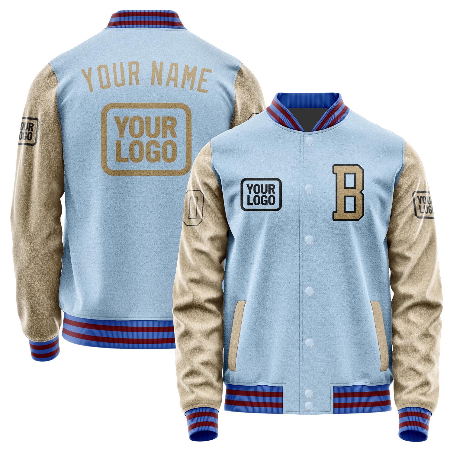 Custom Light Blue Light Khaki Jacket JA080825091517252517