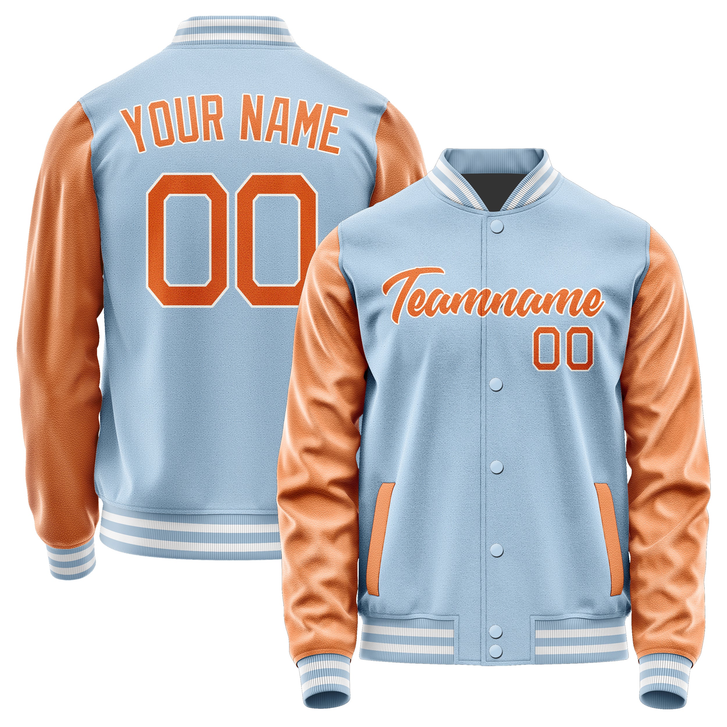 Custom Light Blue Orange Jacket JA0808280818B21828