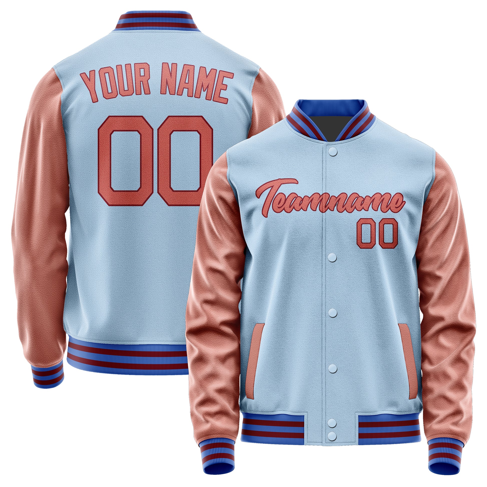 Custom Light Blue Copper Rose Jacket JA0808290915B21529