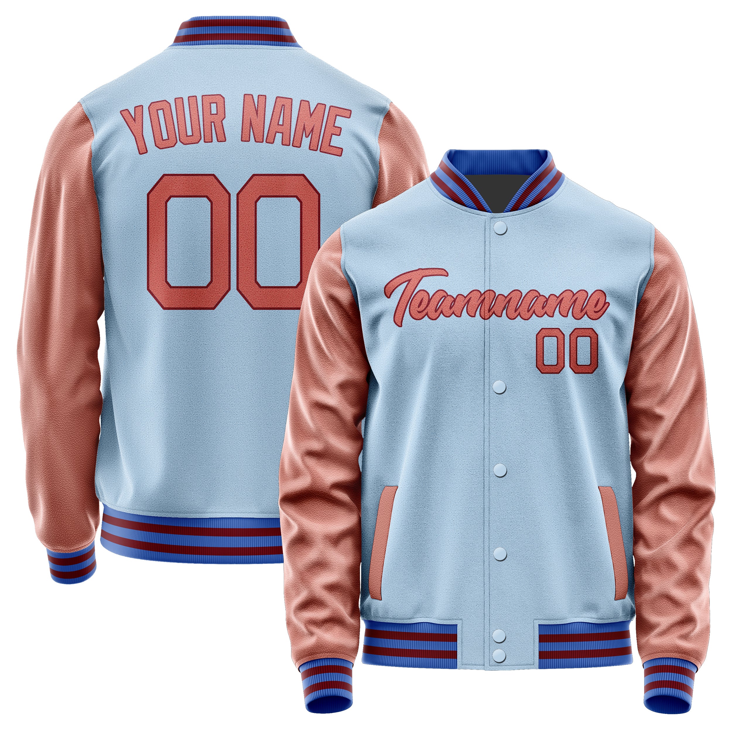 Custom Light Blue Copper Rose Jacket JA0808290915B21529