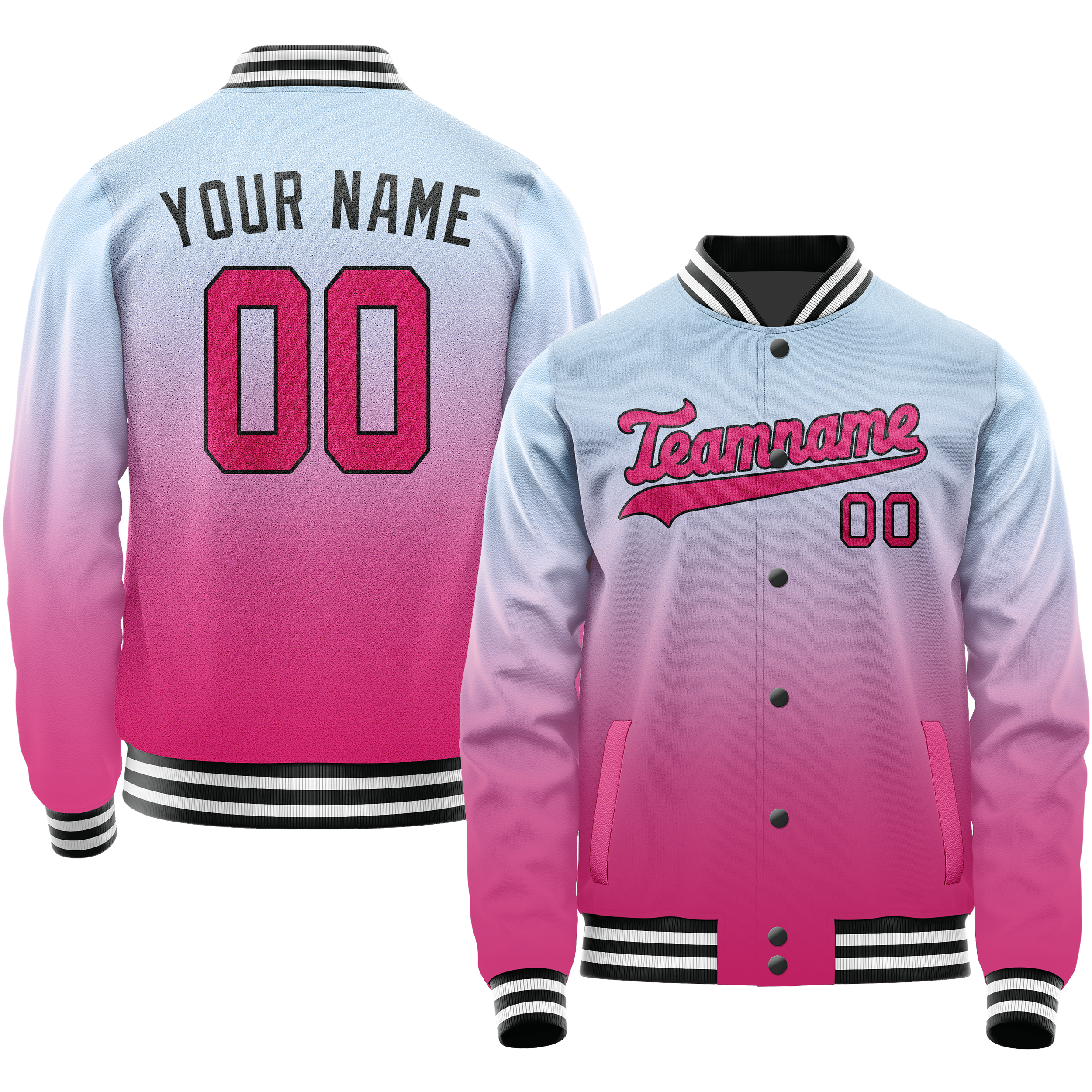 Custom Light-Blue Pink Gradient Varsity Letterman Jacket JA02240617JC241