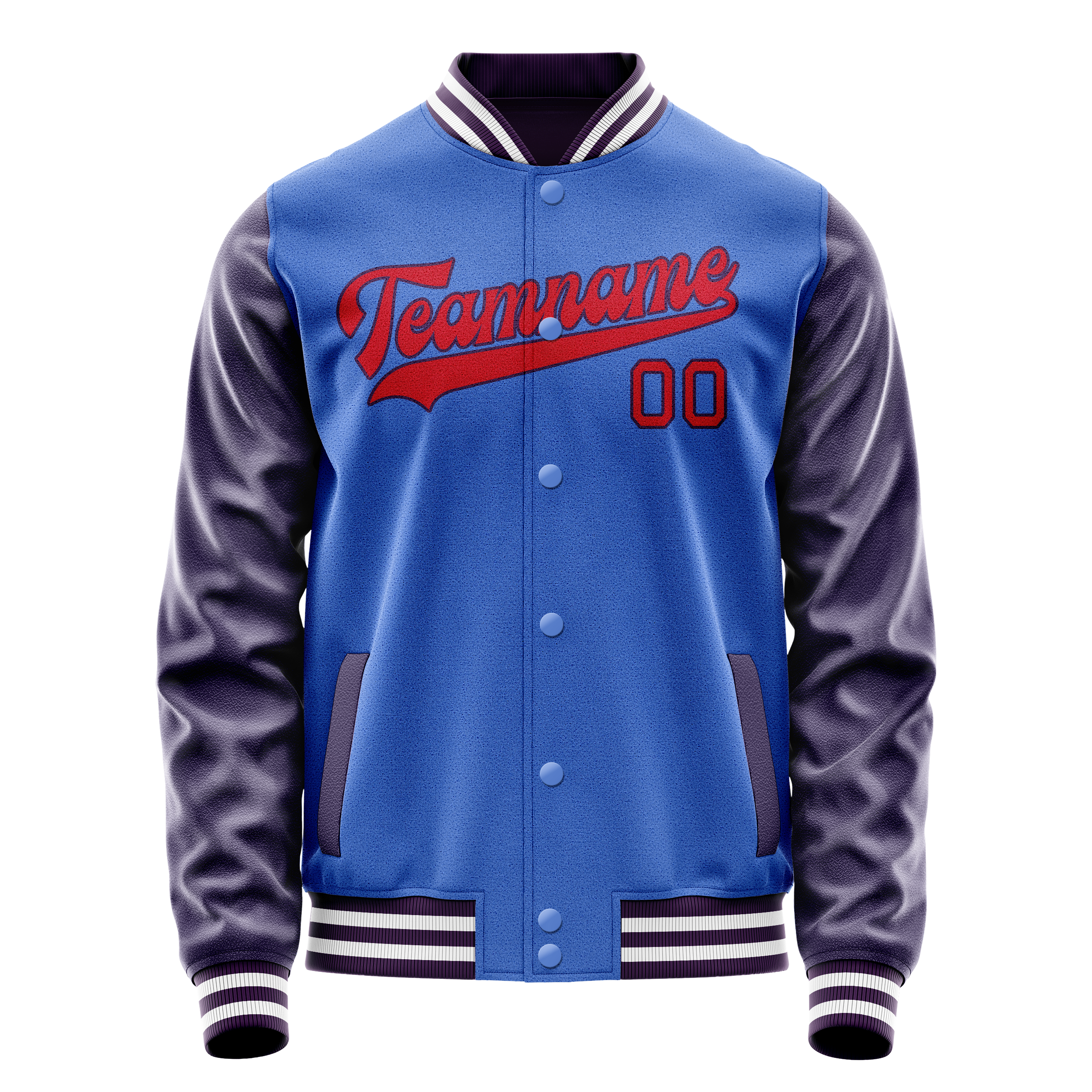 Custom Electric-Blue Purple Solid Color Varsity Letterman Jacket JA02240617YH121
