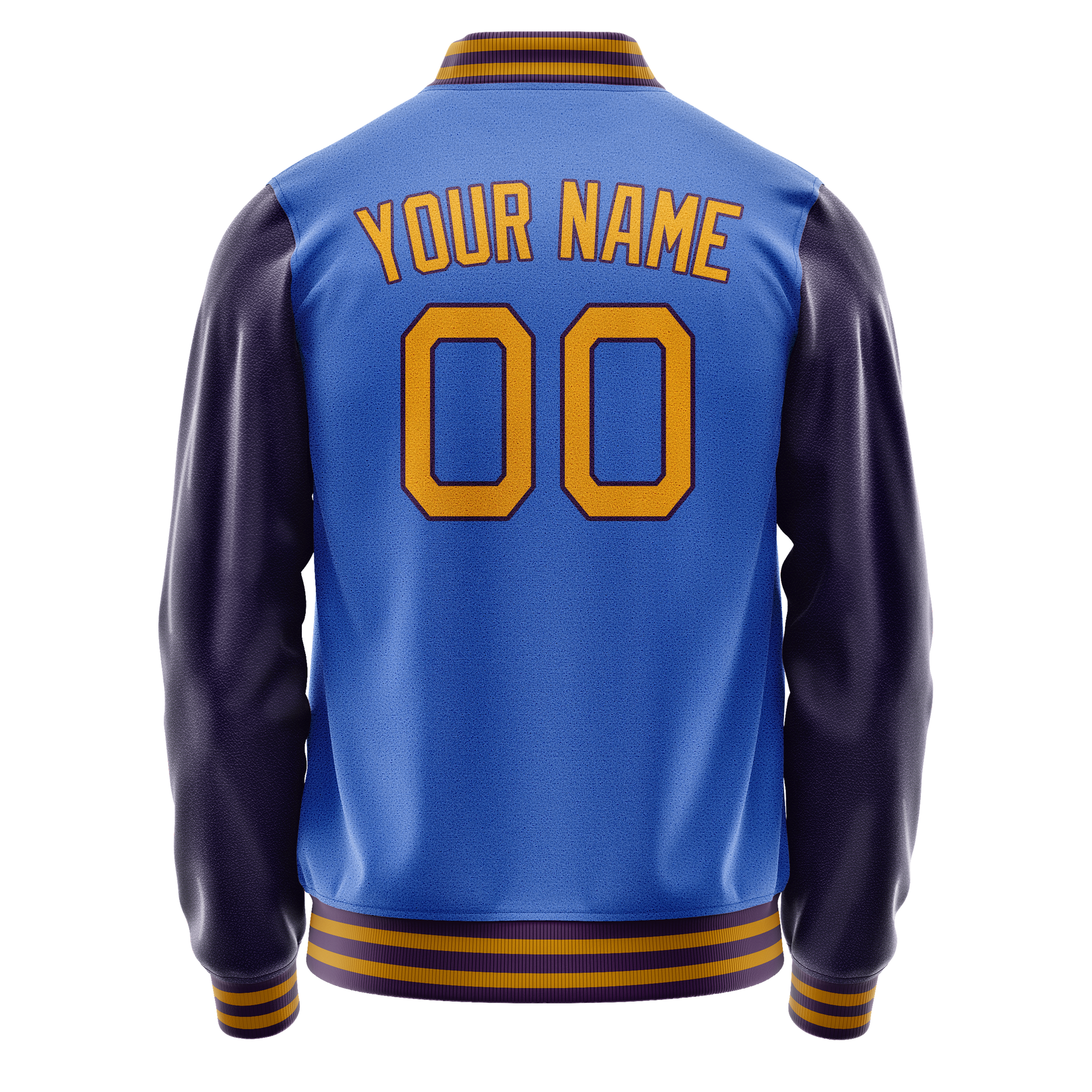 Custom Electric-Blue Purple Solid Color Varsity Letterman Jacket JA02240617YH120