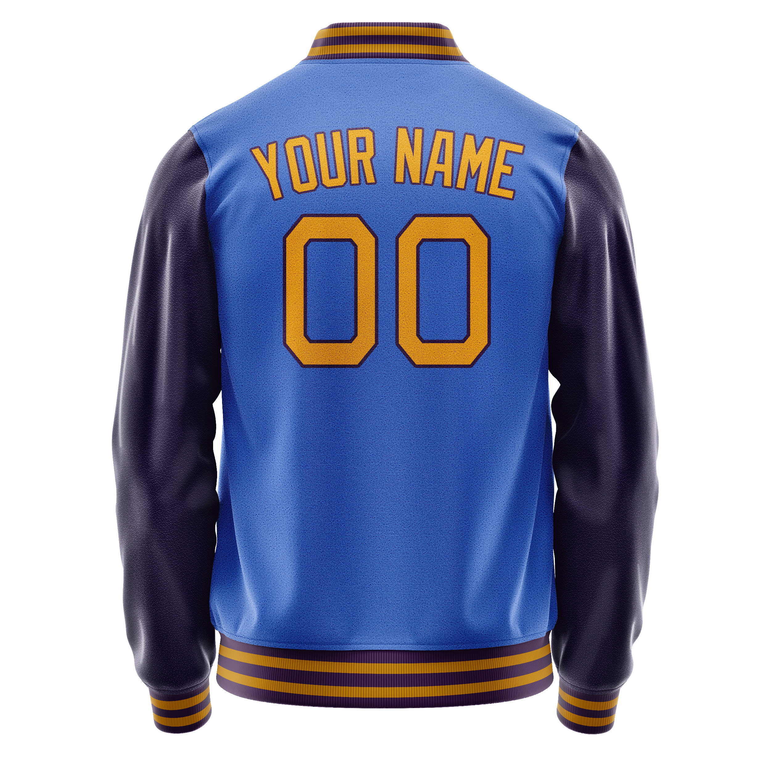 Custom Electric-Blue Purple Solid Color Varsity Letterman Jacket JA02240617YH120