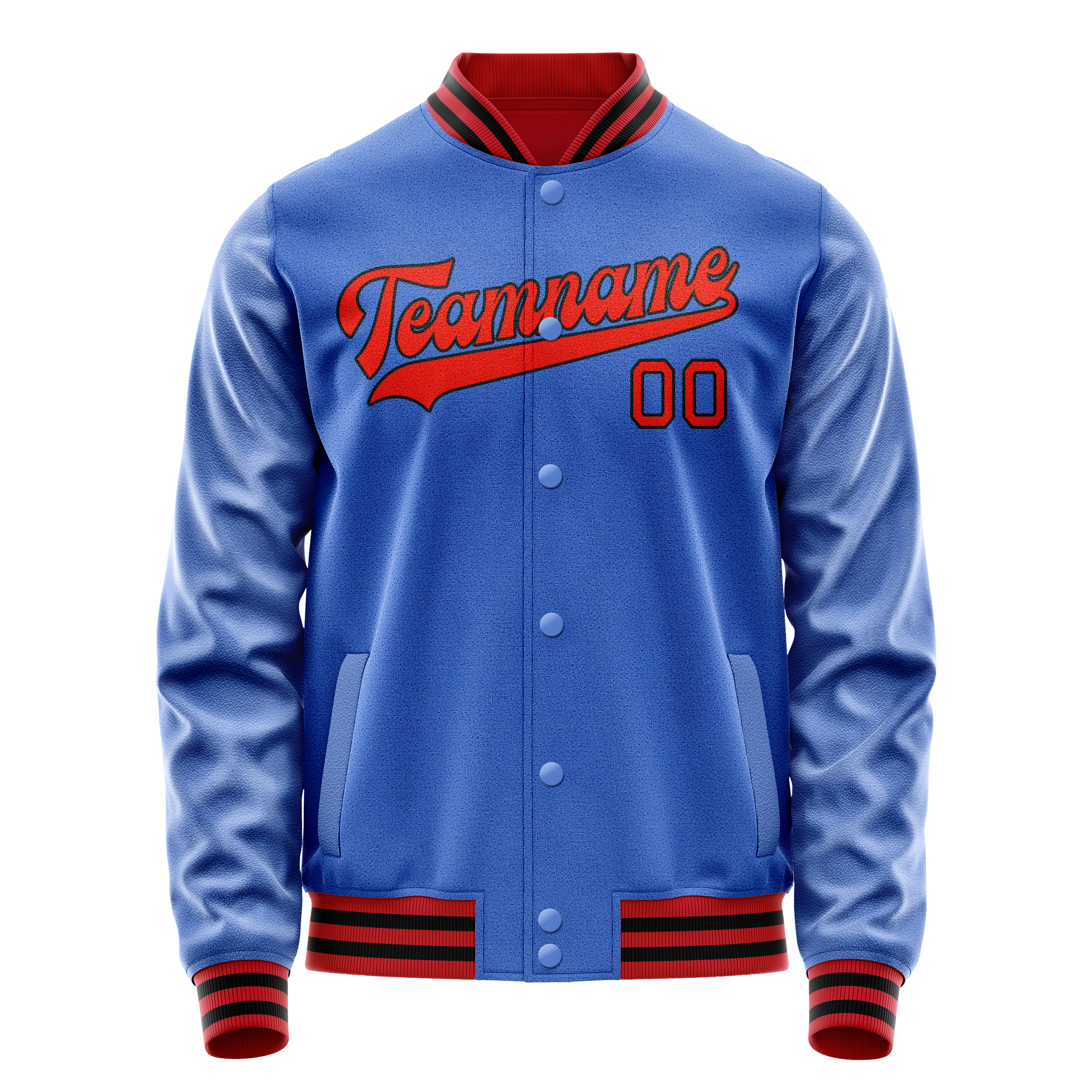 Custom Electric-Blue Orange Solid Color Varsity Letterman Jacket JA02240617YH125