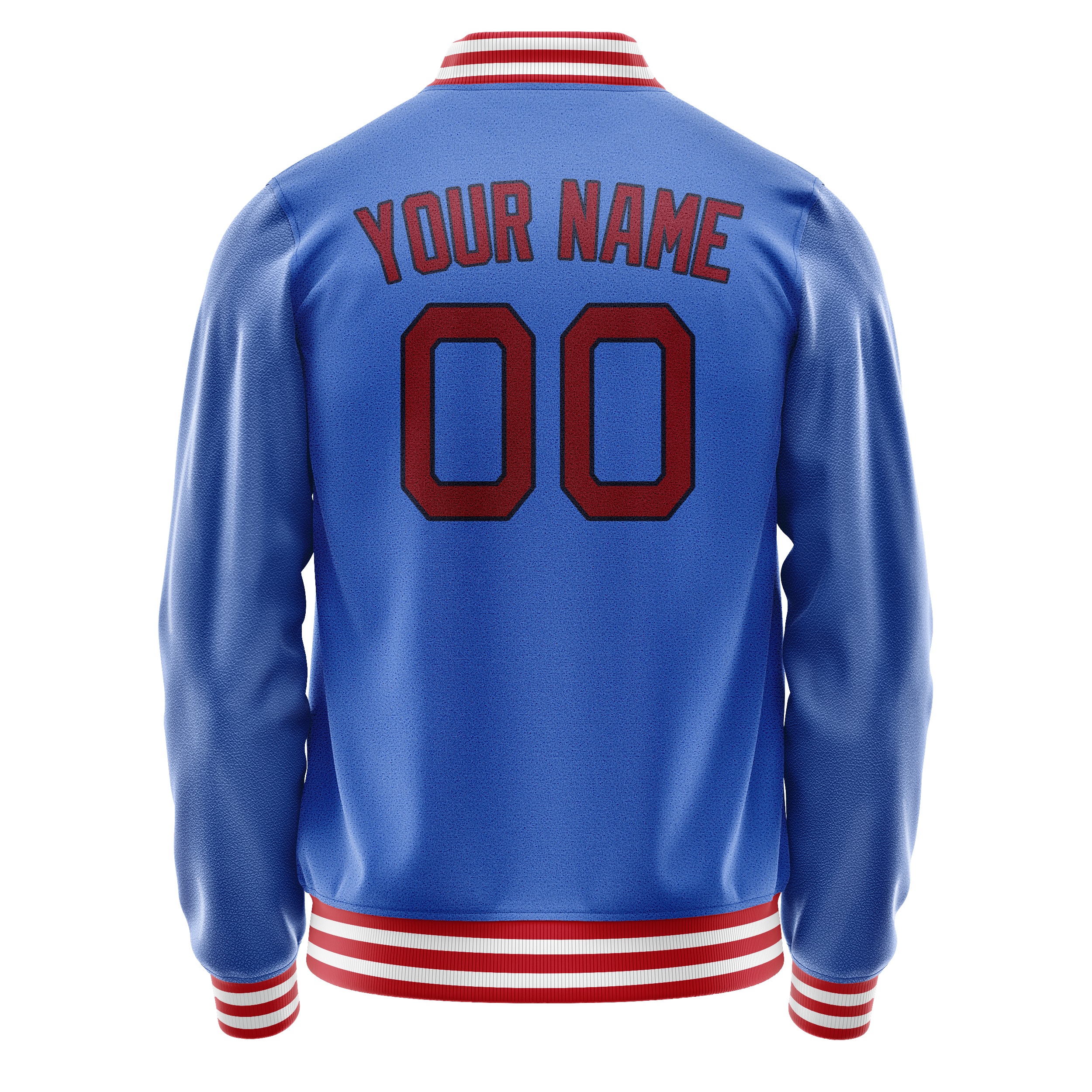 Custom Electric-Blue Crimson Solid Color Varsity Letterman Jacket JA02240617YH129